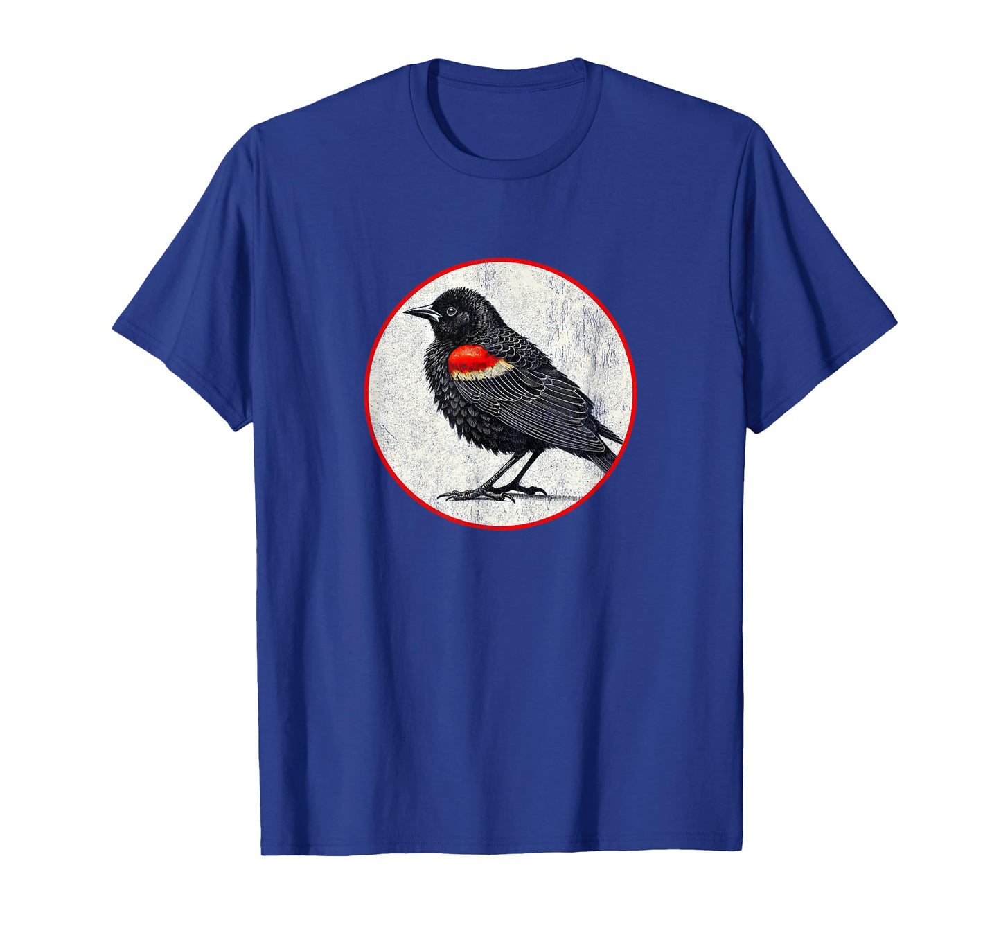Colorful Retro Red-Winged Blackbird Bird Design T-Shirt