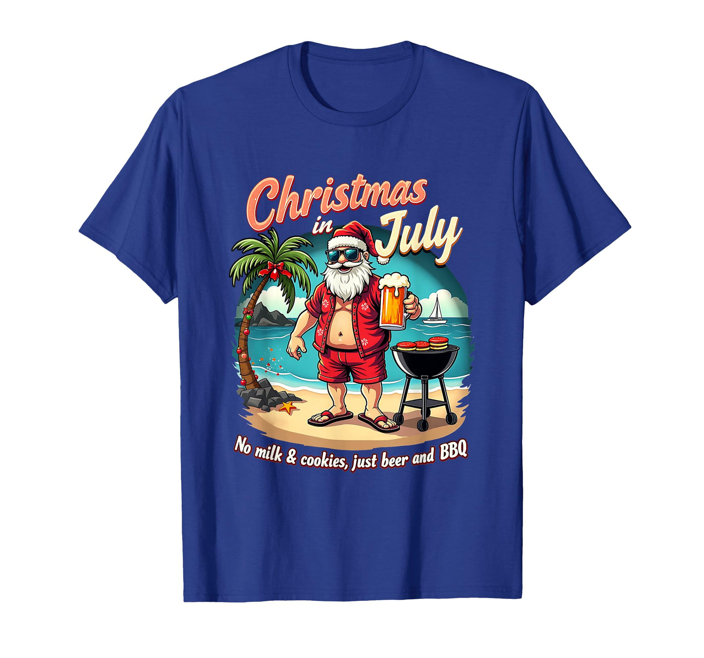 Christmas In July Funny Santa No Milk Cookies Just BBQ T-Shirt