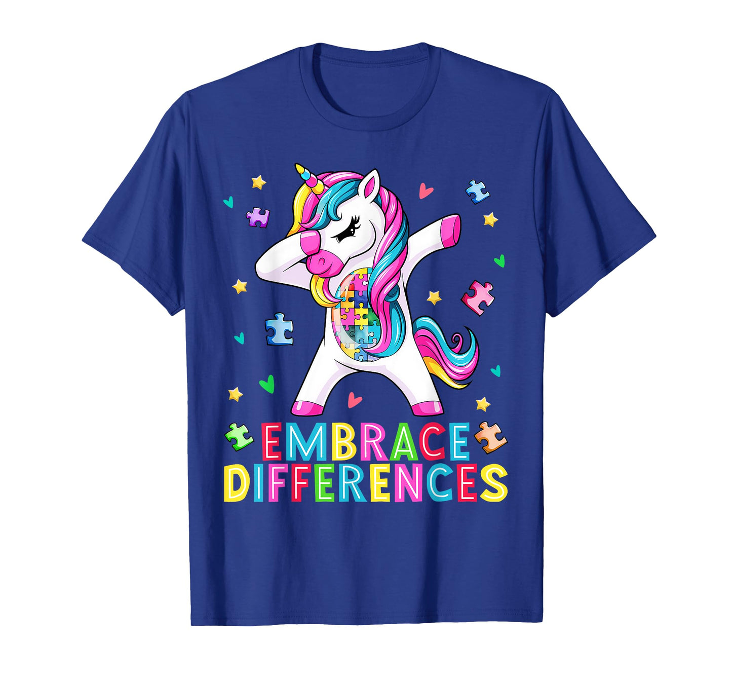 Funny Autism Awareness Cute Dabbing Unicorn Women Kids Girls T-Shirt