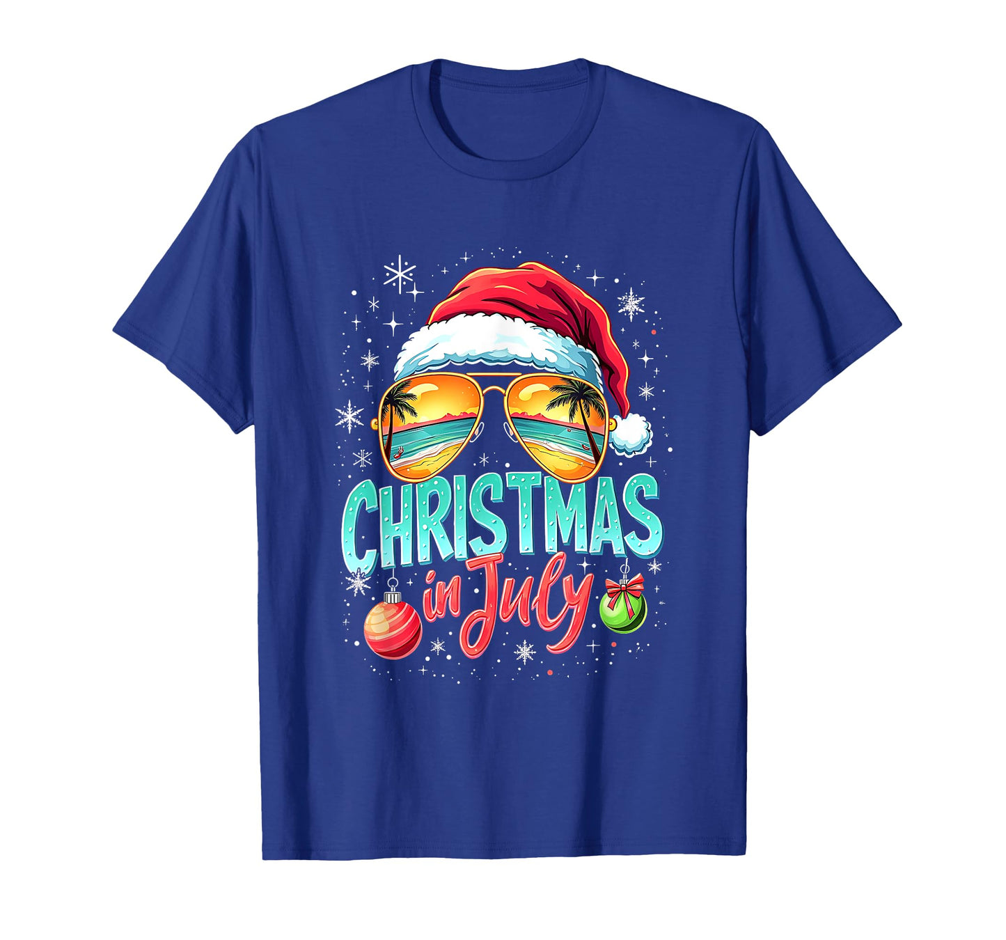Beach Christmas in July Santa Claus Sunglasses Men Women T-Shirt