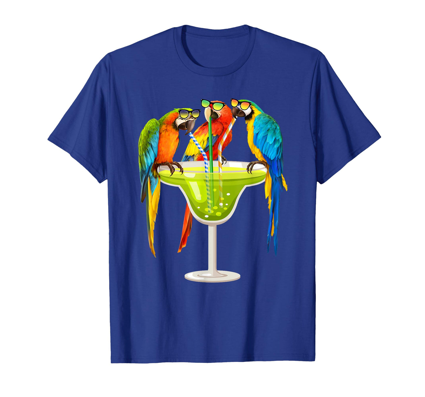 Parrots Drinking Margarita On Summer Vacation Birds Tee Gift T-Shirt