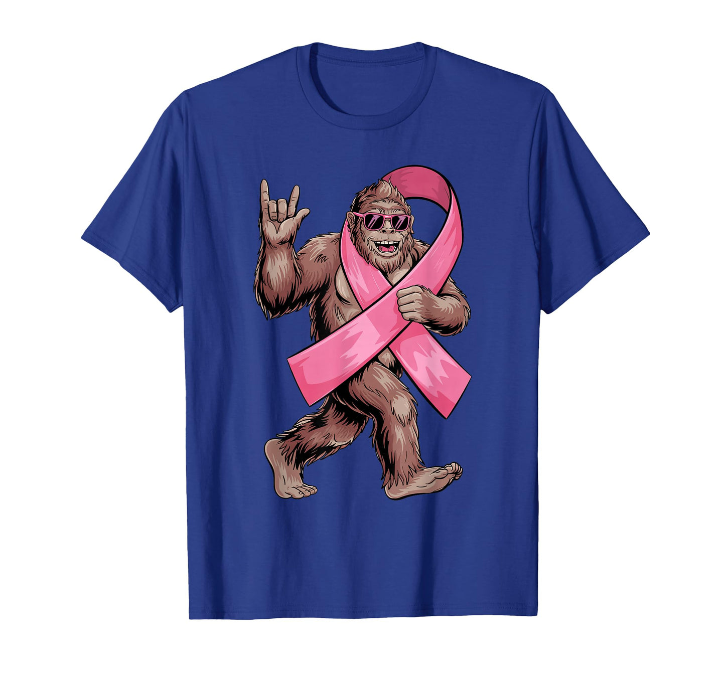Bigfoot Breast Cancer Awareness Sasquatch with Pink Ribbon T-Shirt