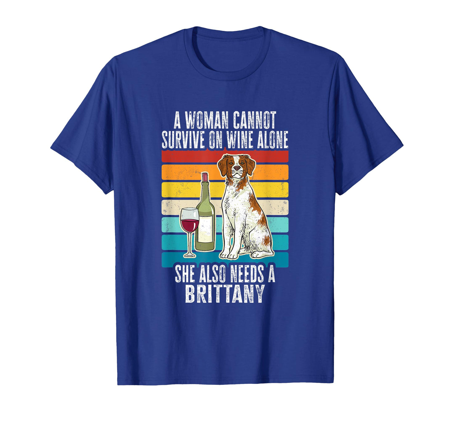 Brittany Spaniel Wine Retro Vintage Brittany Dog Men Women T-Shirt
