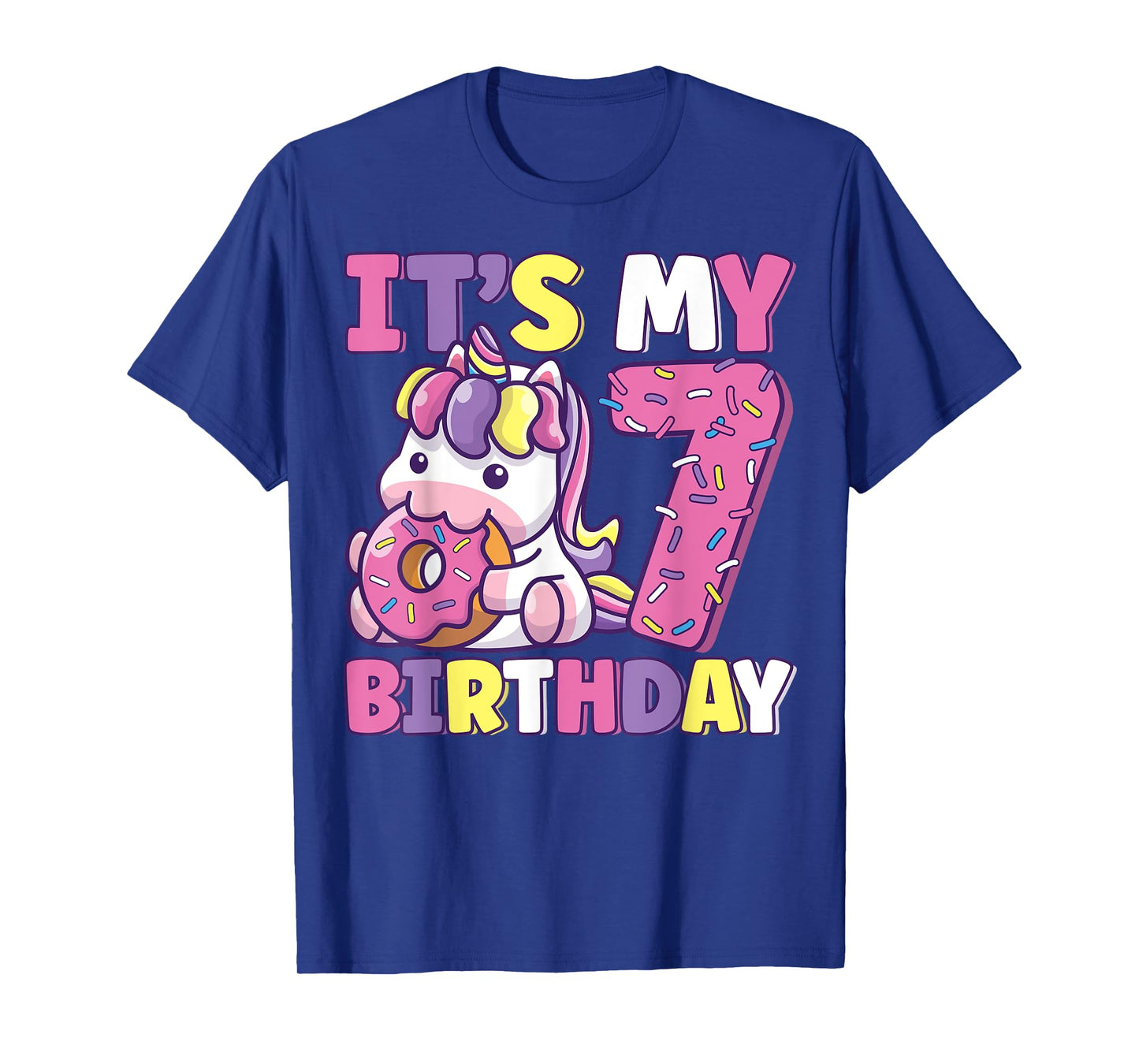It's My 7th Birthday Party Cute Girls Donut Birthday Unicorn T-Shirt