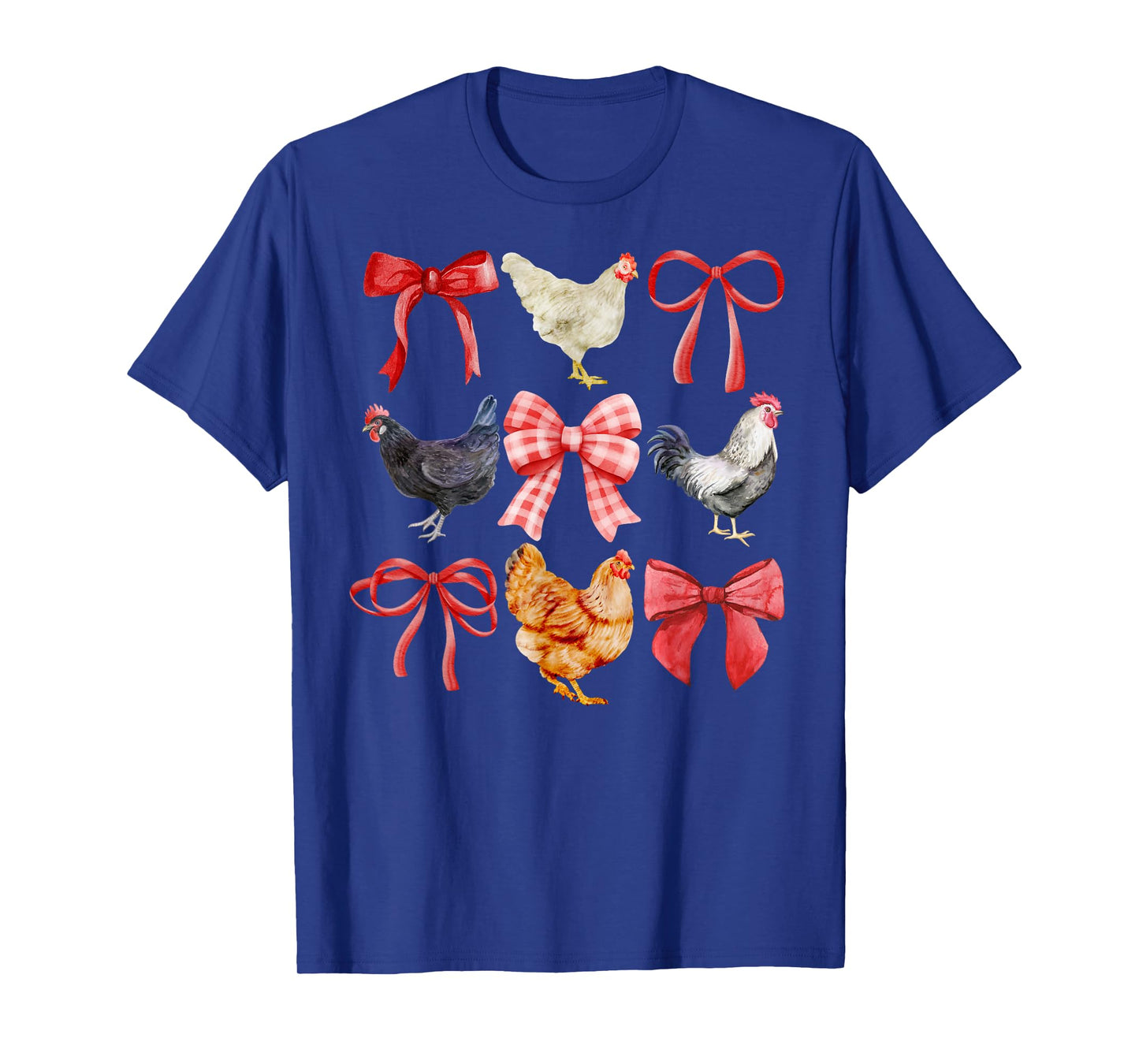 Coquette Chickens, Chickens and Bows, Watercolor T-Shirt