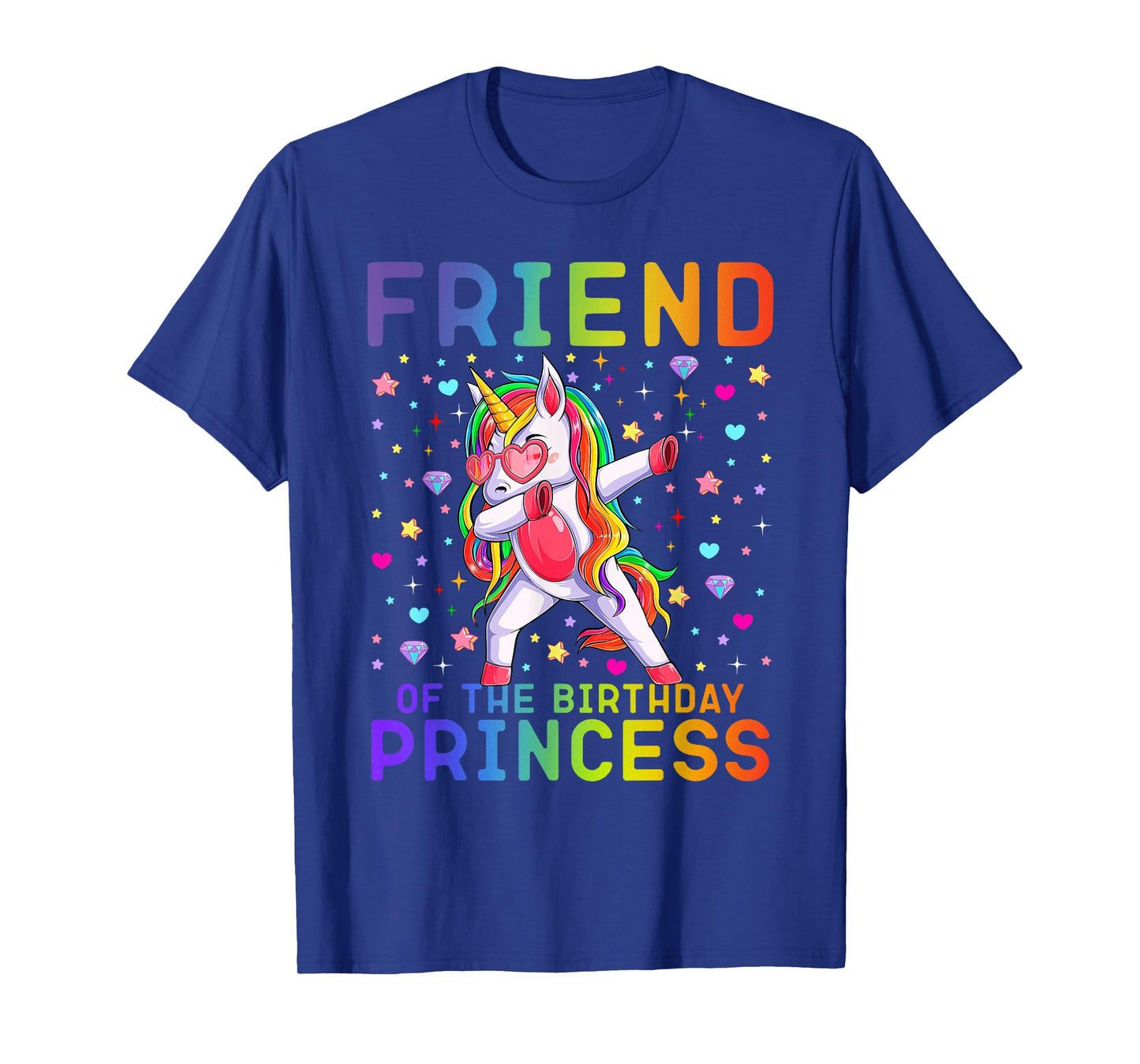 Friend of the Birthday Princess Dabbing Unicorn Rainbow Kids T-Shirt