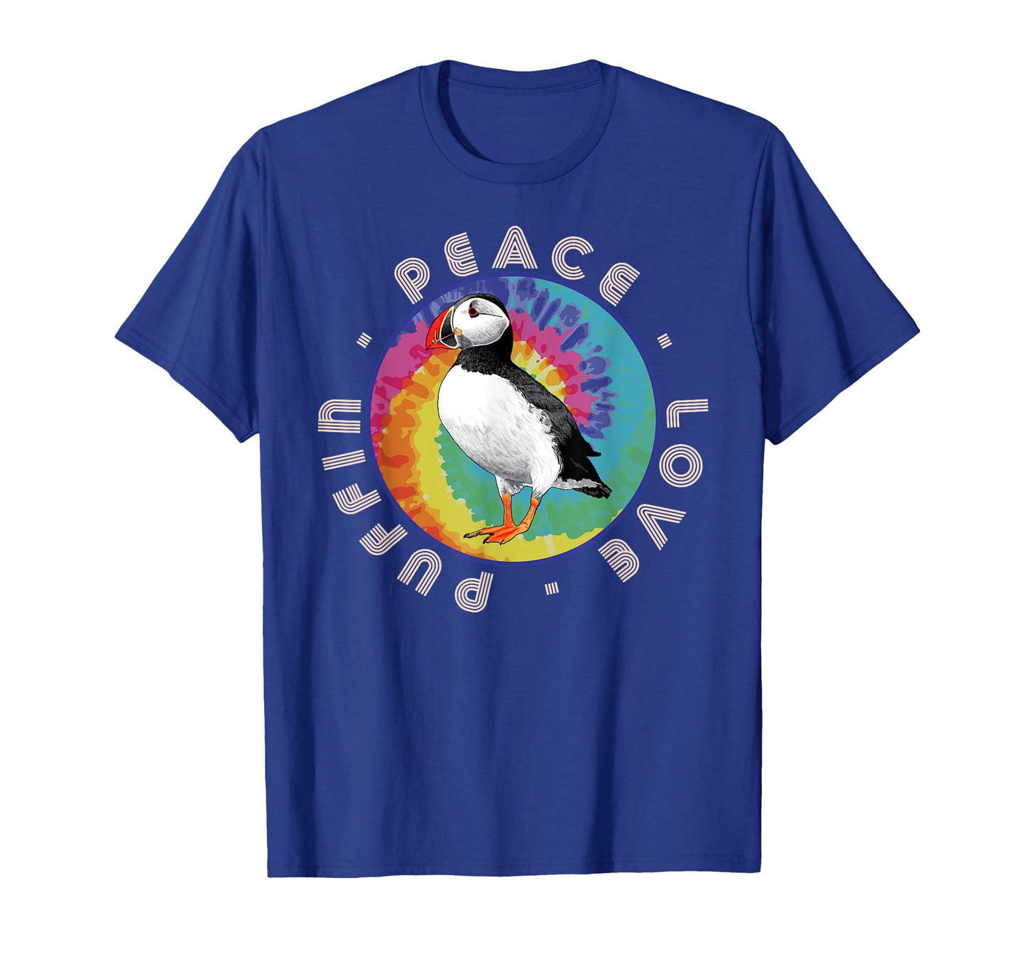 Vintage Retro Style Atlantic Sea Bird Fly Peace Love Puffin T-Shirt