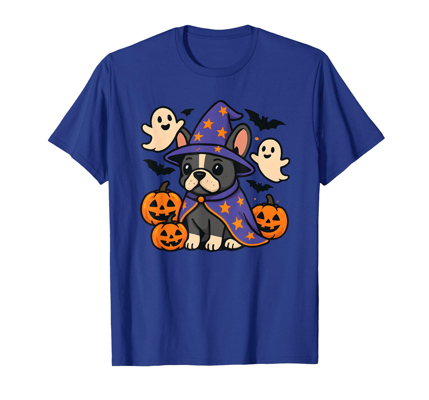 Halloween French Bulldog, Frenchie, Gray, Blue T-Shirt