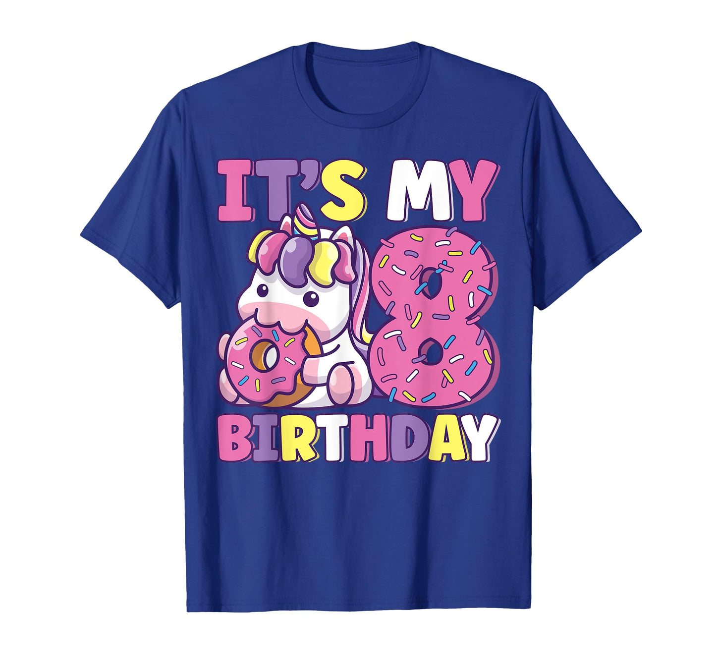 It's My 8th Birthday Party Cute Girls Donut Birthday Unicorn T-Shirt