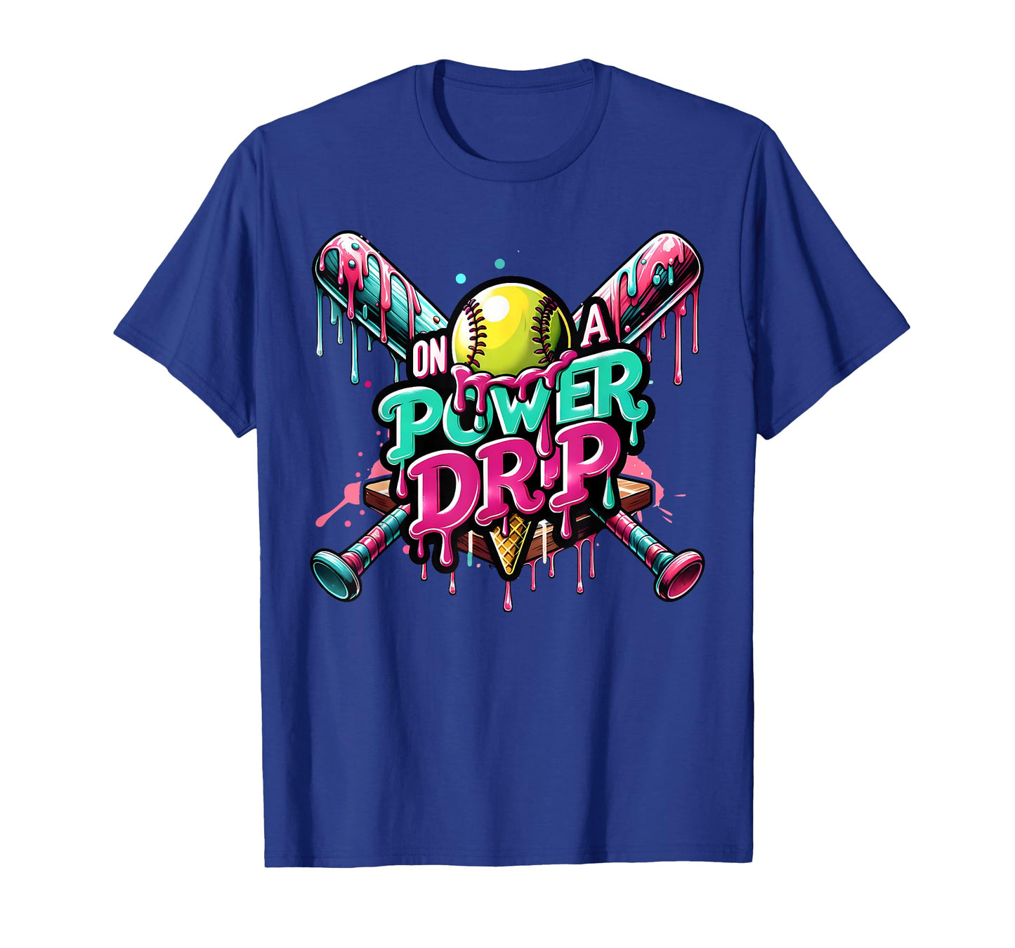 On A Power Drip Softball Ice Cream Dripping With Sprinkles T-Shirt