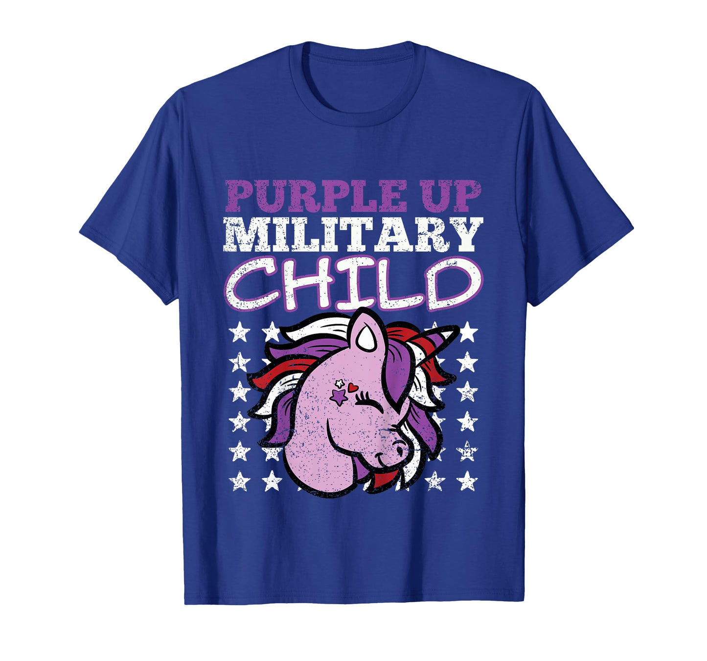 Purple Up Military Child Unicorn Army Soldier Girls Kids T-Shirt