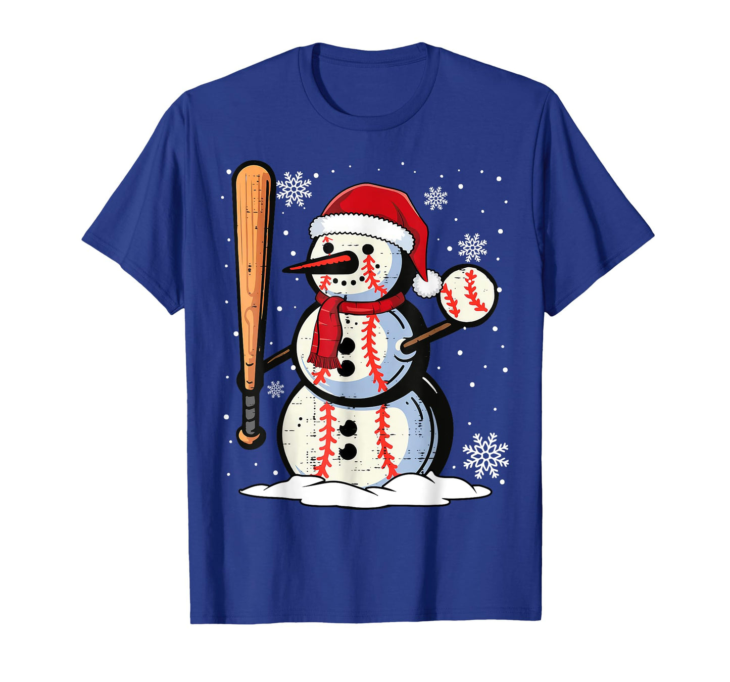 Merry Christmas Baseball Snowman Holiday Sports Xmas Pajamas T-Shirt