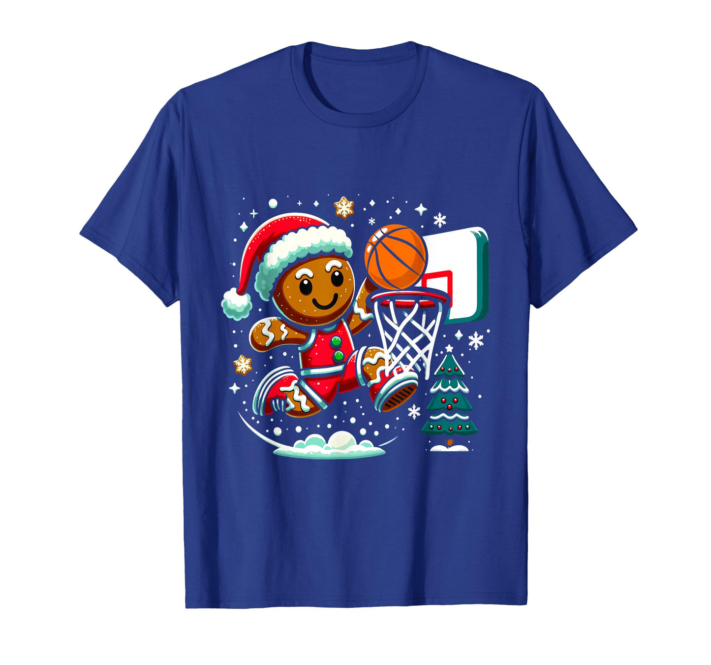 Gingerbread Man Playing Basketball Christmas Player Xmas T-Shirt