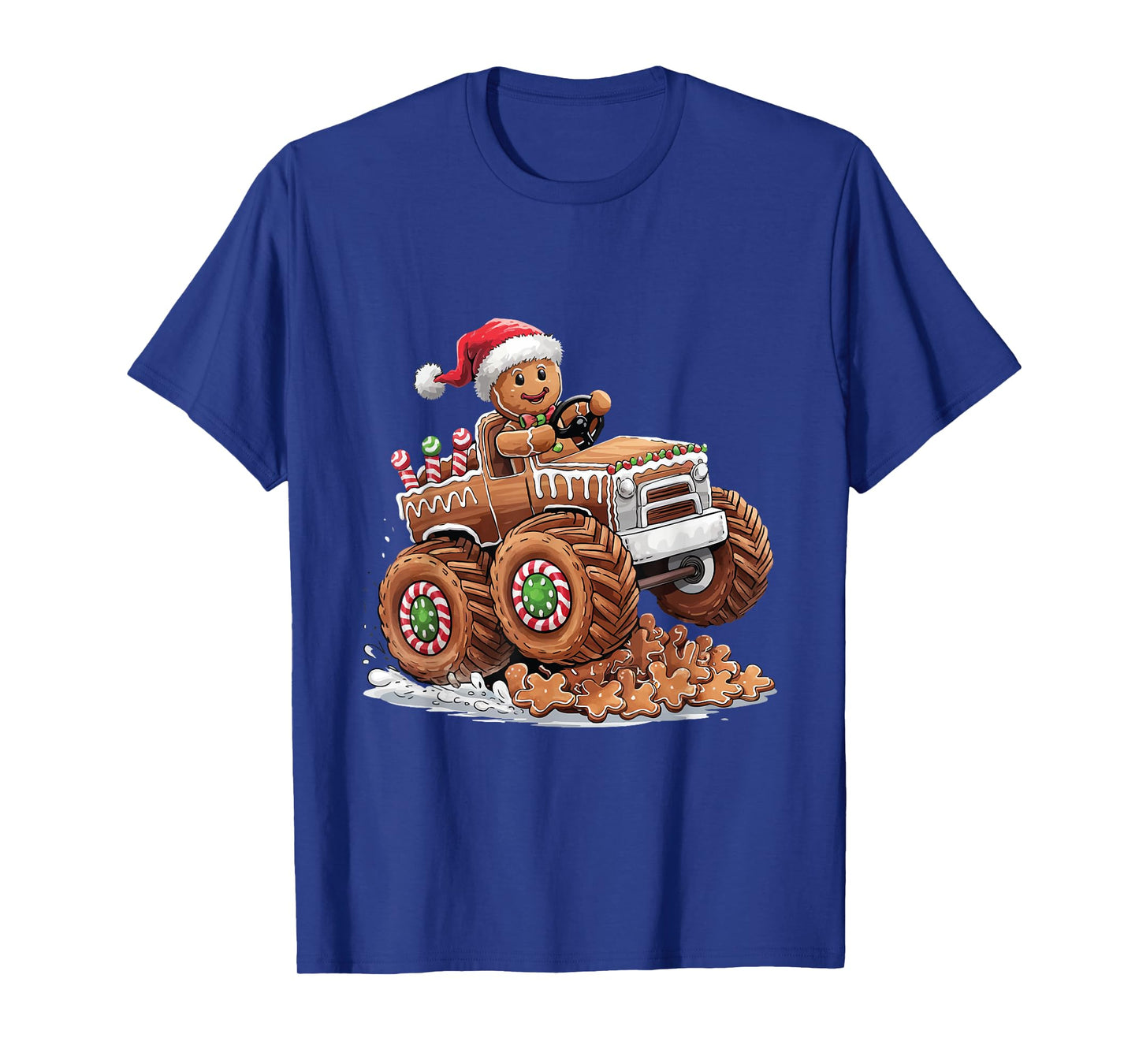 Monster Truck Gingerbread Man Funny Christmas Baking Cookies T-Shirt