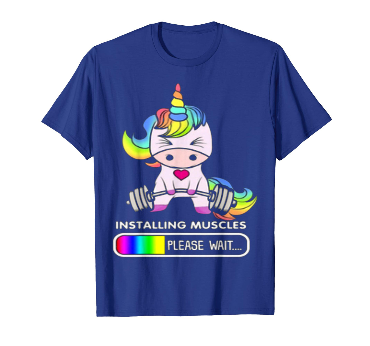 Installing Muscles Please Wait Funny Unicorn T-Shirt