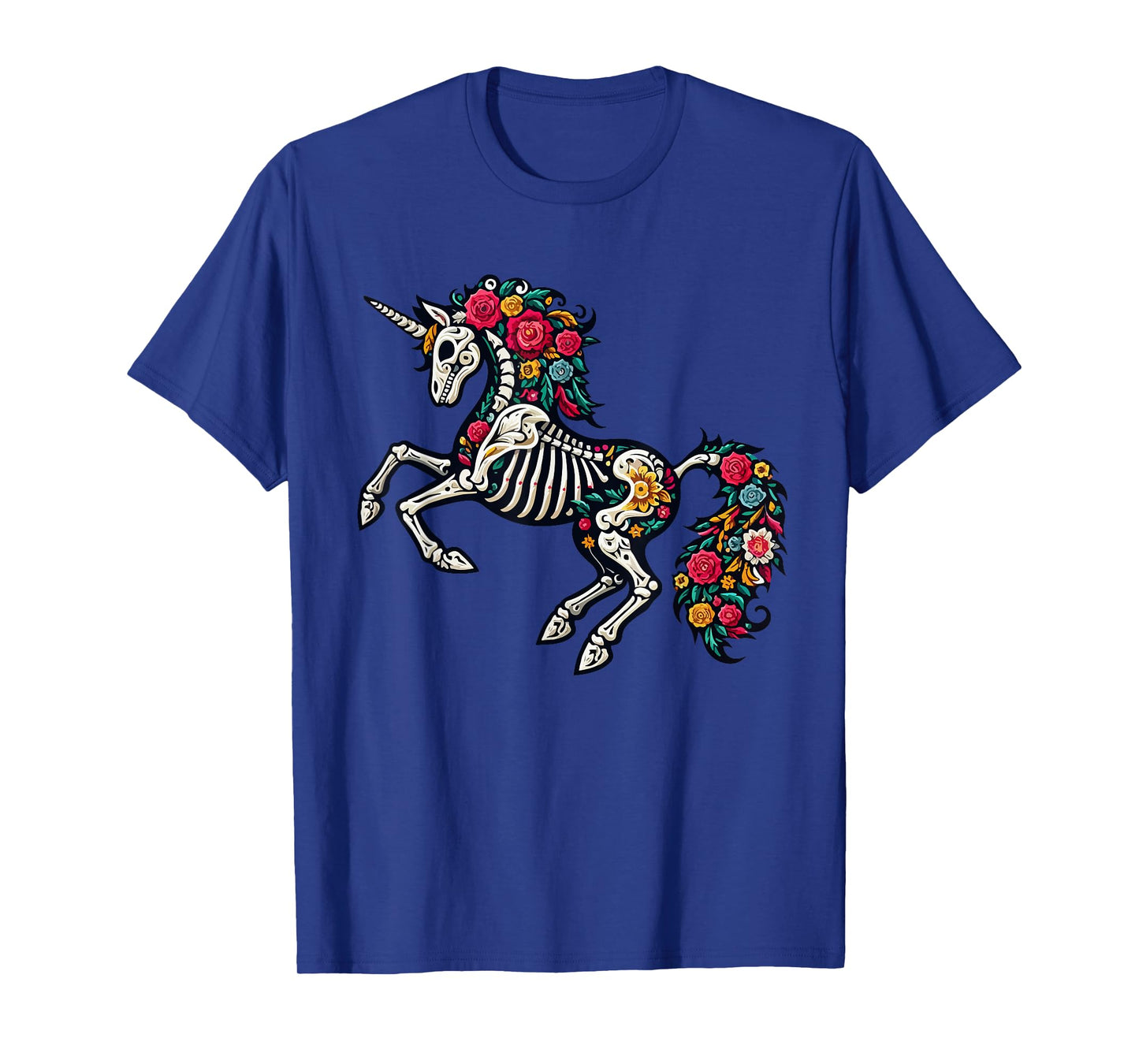 Floral Skeleton Unicorn Mexican Dia De Los Muertos Halloween T-Shirt