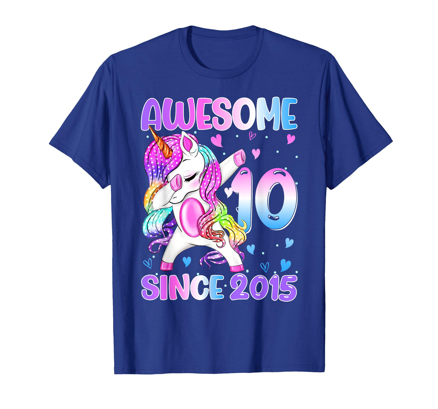 Awesome Since 2015 Dabbing Unicorn 10th Birthday Girls T-Shirt