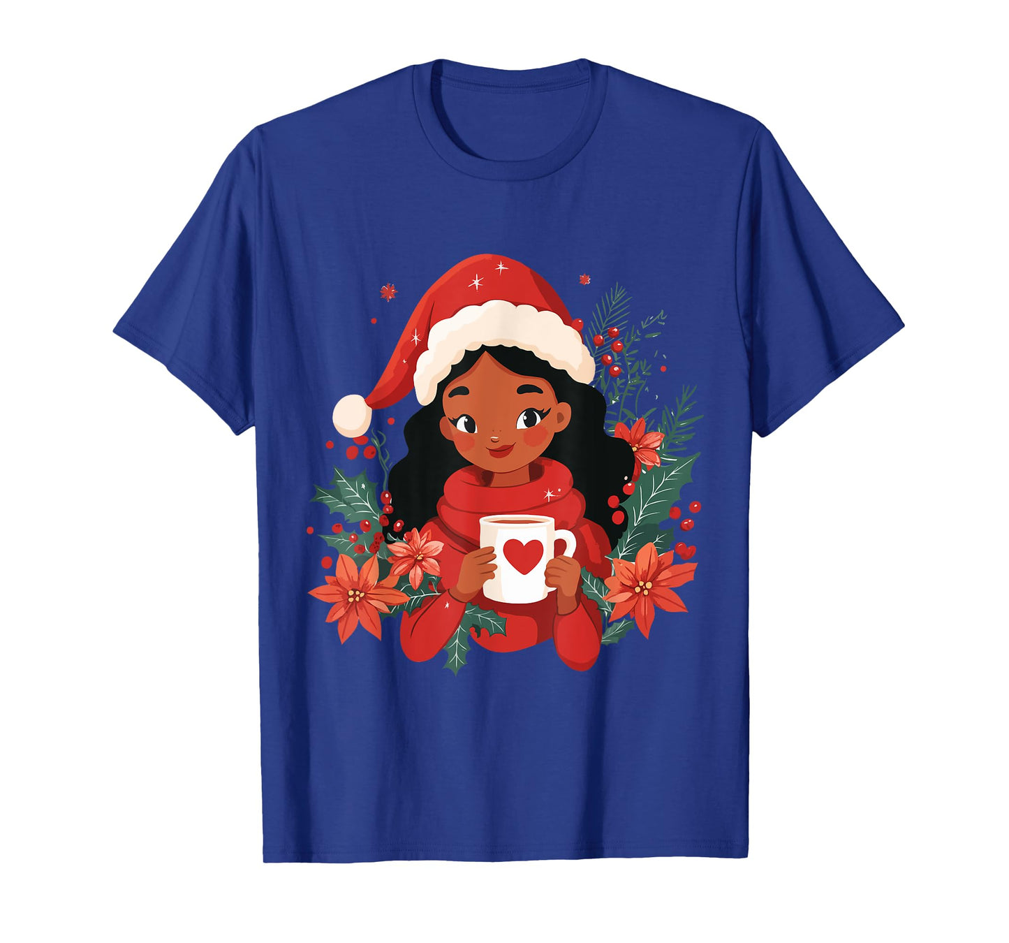 Christmas Black African American Coffee Women Kids Girl Xmas T-Shirt