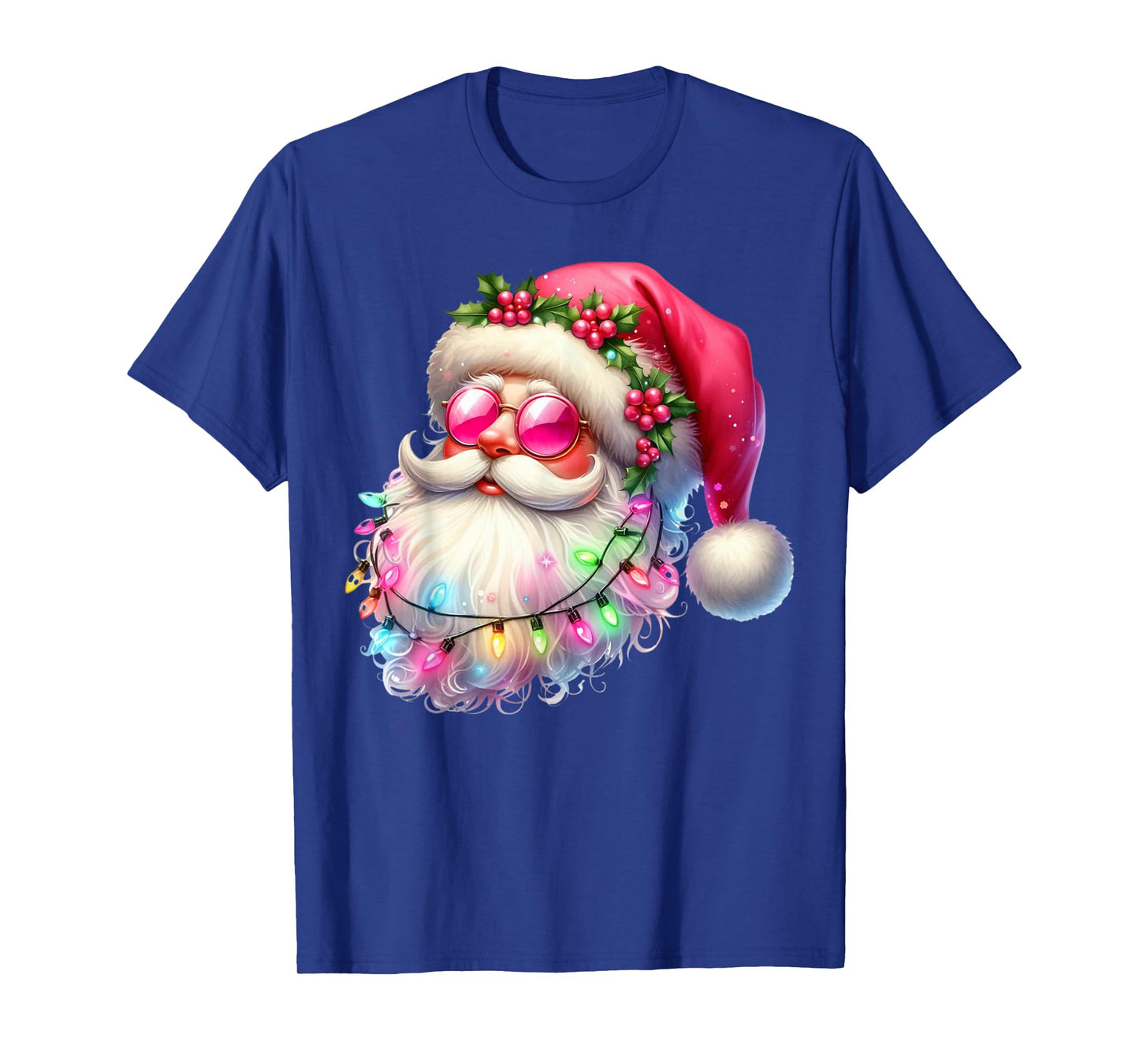 Santa Claus Pink Christmas Face Old Xmas Vintage Pink Santa T-Shirt