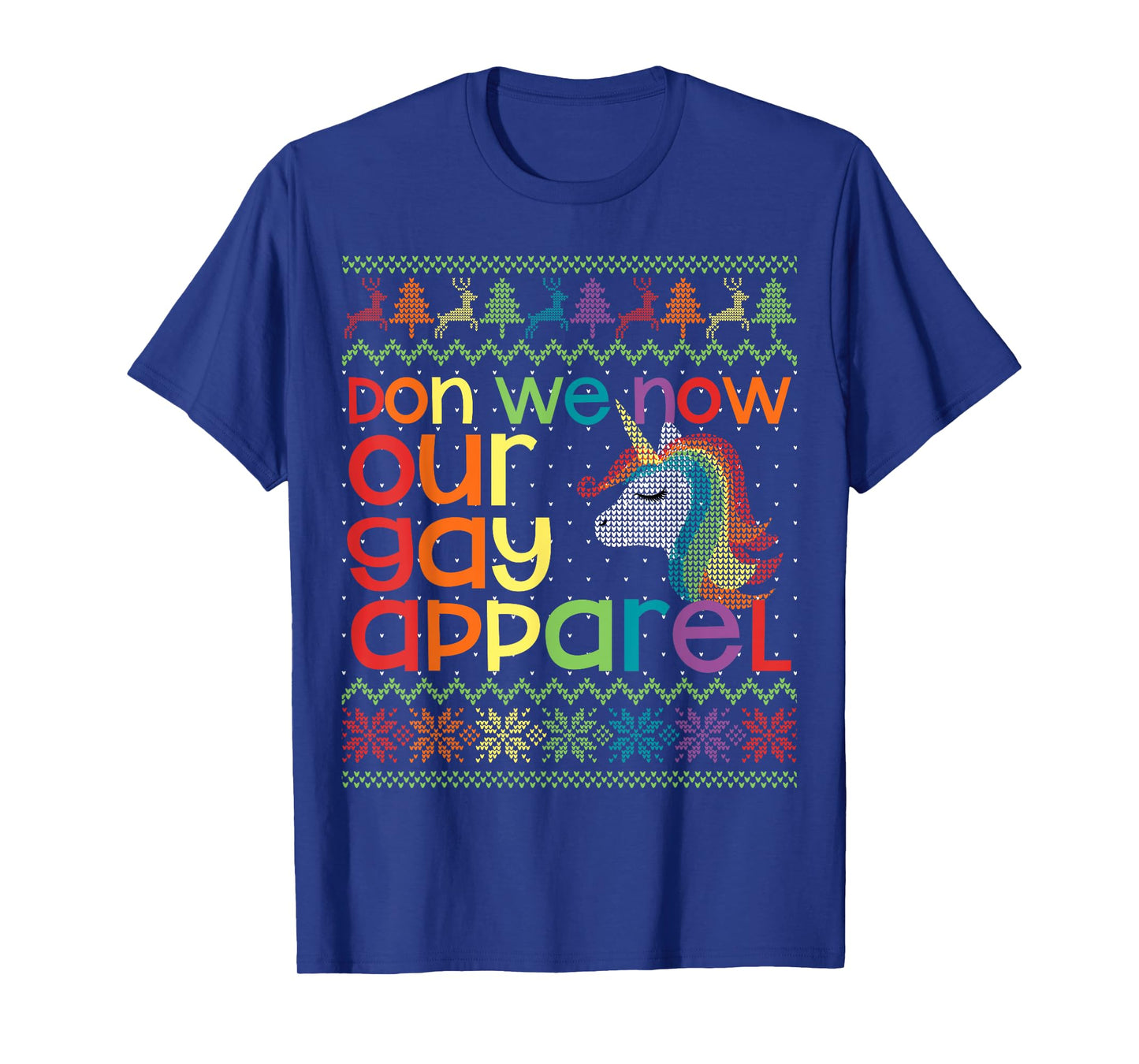 Christmas LGBT Don We Now Our Gay Apparel Rainbow Unicorn T-Shirt