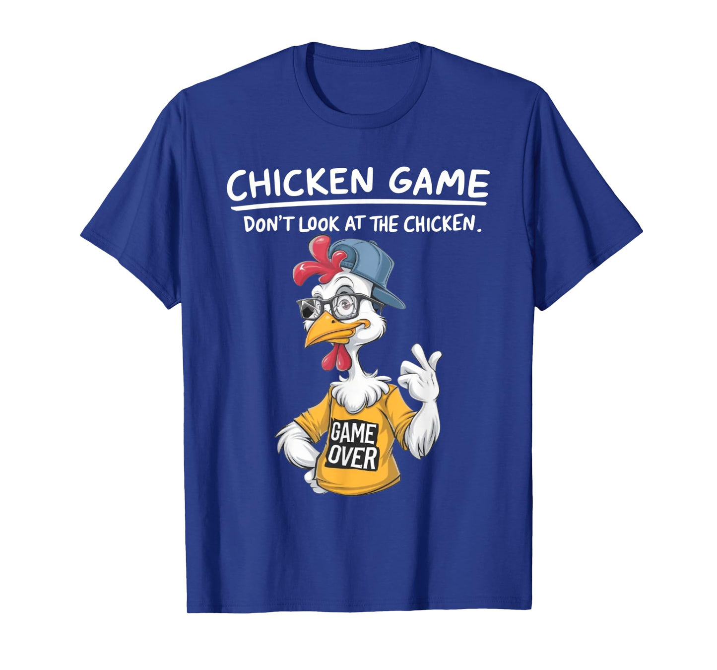 Chicken Game Humorous Family Tee - Unisex-Adults & Kids T-Shirt - Black - Small - Short Sleeve - Cartoon Chicken Game - Don't Look at the Chicken