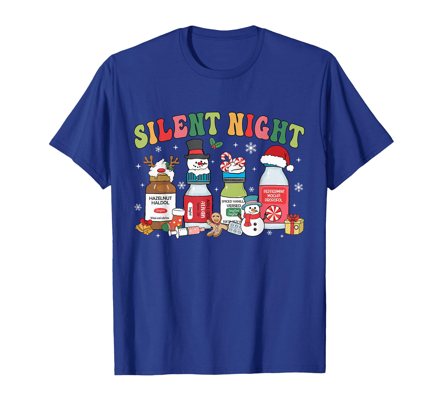 Nurse Christmas Silent Night Christmas Nurse ER ED ICU RN T-Shirt