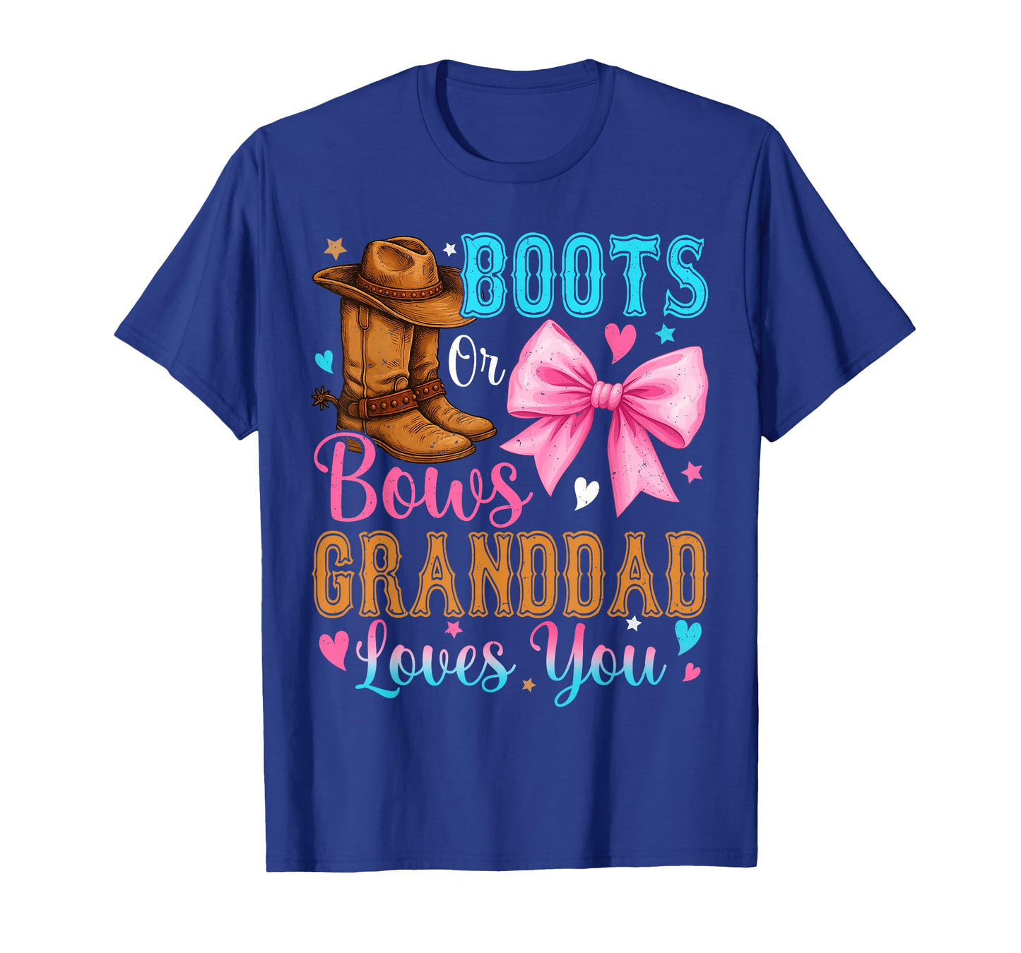 Boots or Bows Granddad Loves You Gender Reveal Family T-Shirt