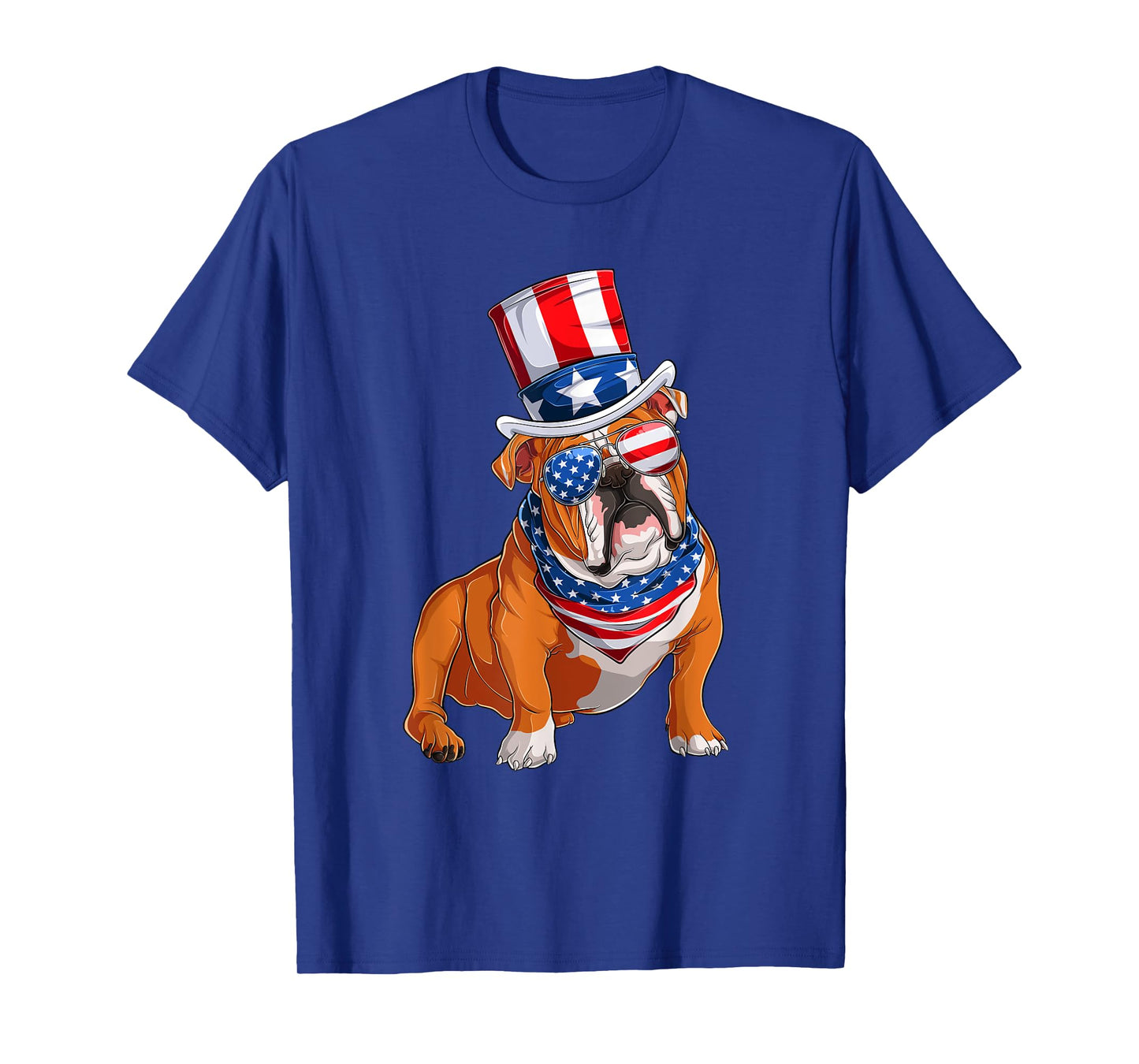 Merica Bulldog Dog 4th of July American Flag T-Shirt