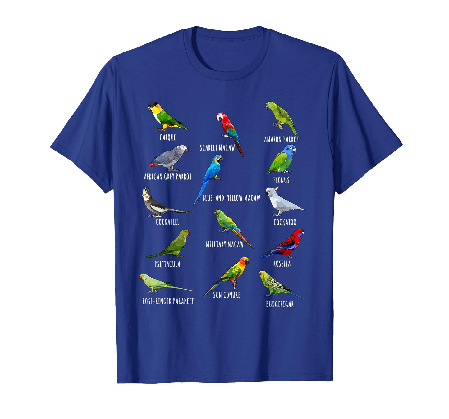 Different Parrot Species Biology Types Bird Identification T-Shirt