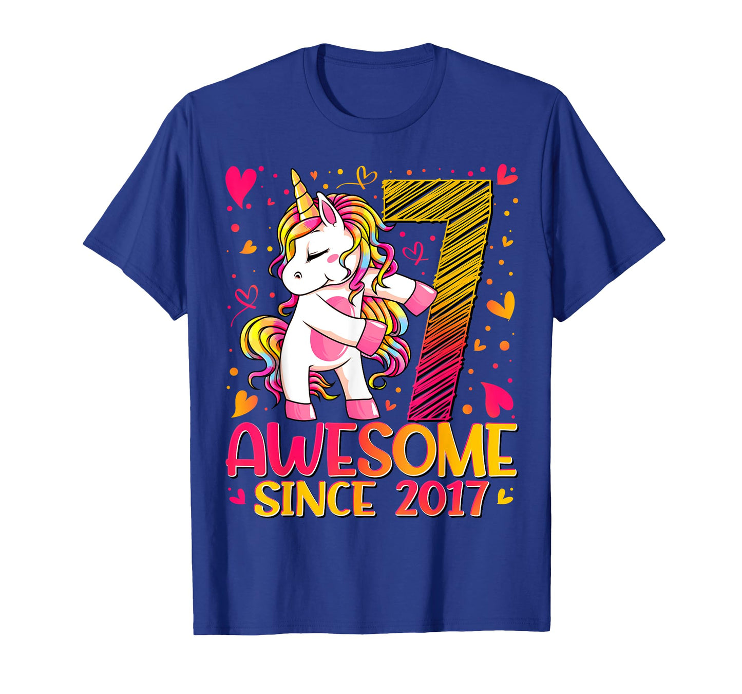 7 Years Old Flossing Unicorn Gifts 7th Birthday Girl Party T-Shirt