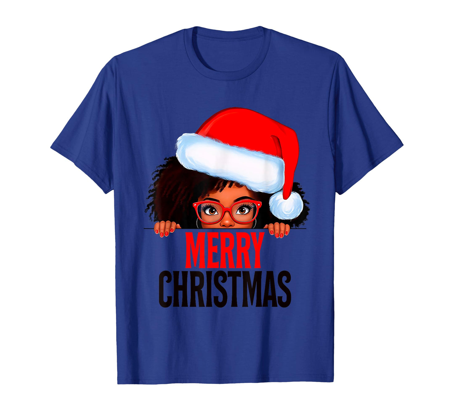 Mrs. Claus Santa Melanin Christmas Black Peeking Claus T-Shirt