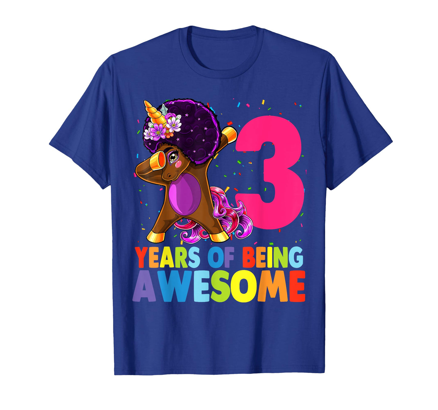 3rd Birthday Dabbing Unicorn Afro Party Gift 3 Years Old T-Shirt