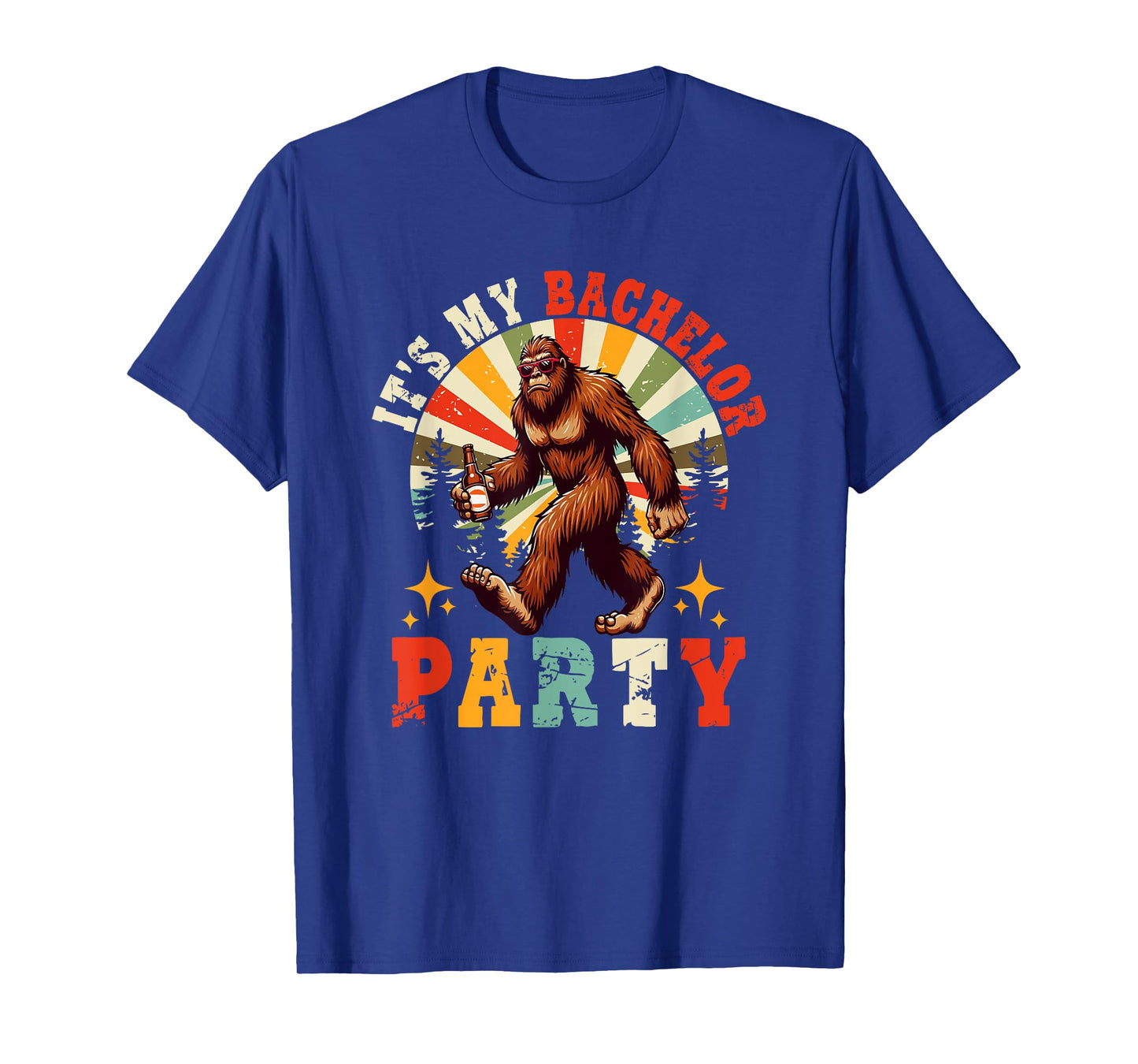 Vintage Retro It's My Bachelor Funny Party Beer Bigfoot T-Shirt