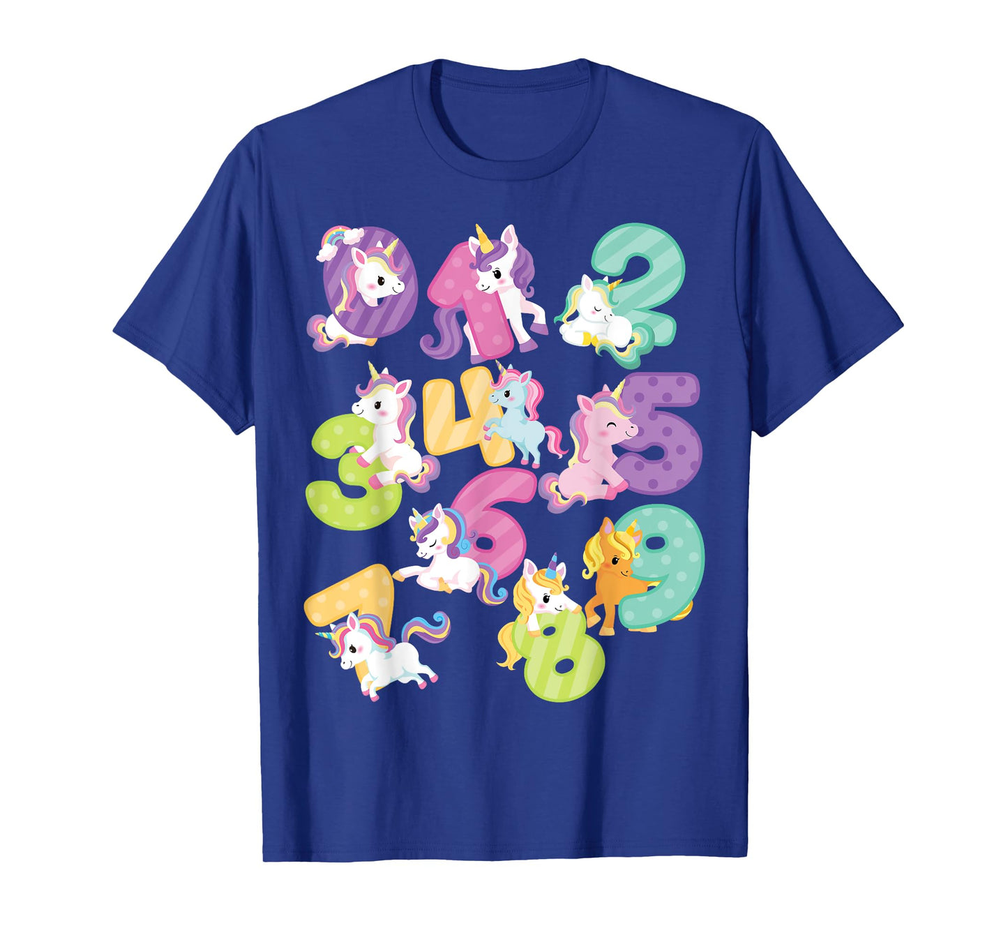 Cute happy unicorn Numbers Math day back to school kids gift T-Shirt