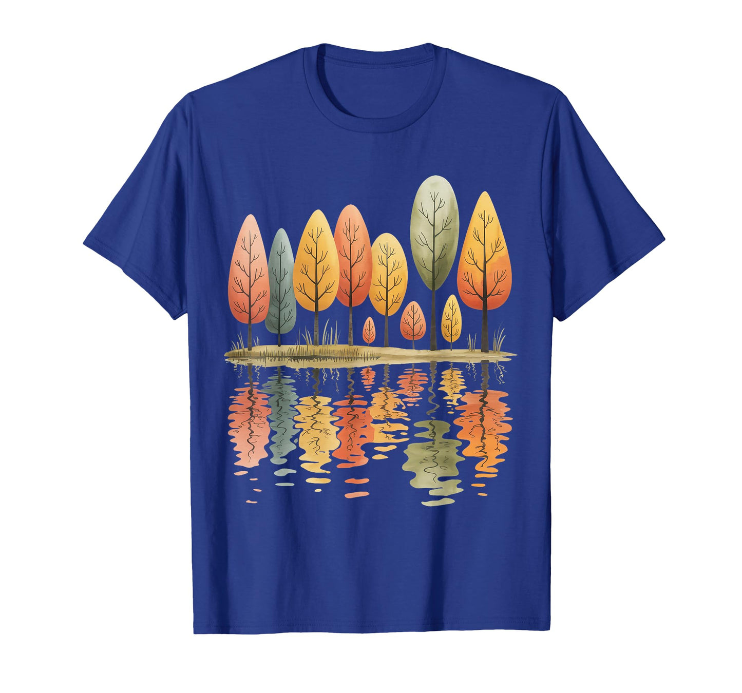 Tree Reflection Vintage Wildlife Nature Retro Forest Outdoor T-Shirt