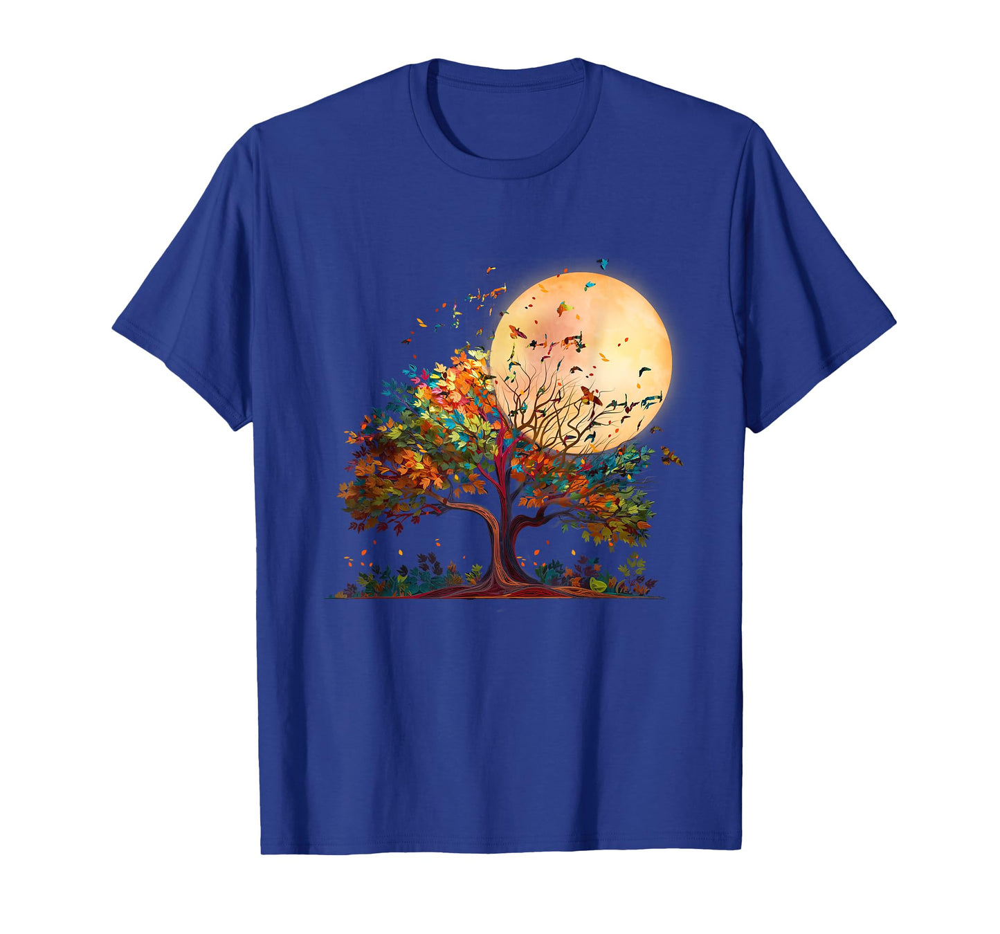 Full Moon Flock Of Birds Tree Outdoor Wildlife Nature Forest T-Shirt