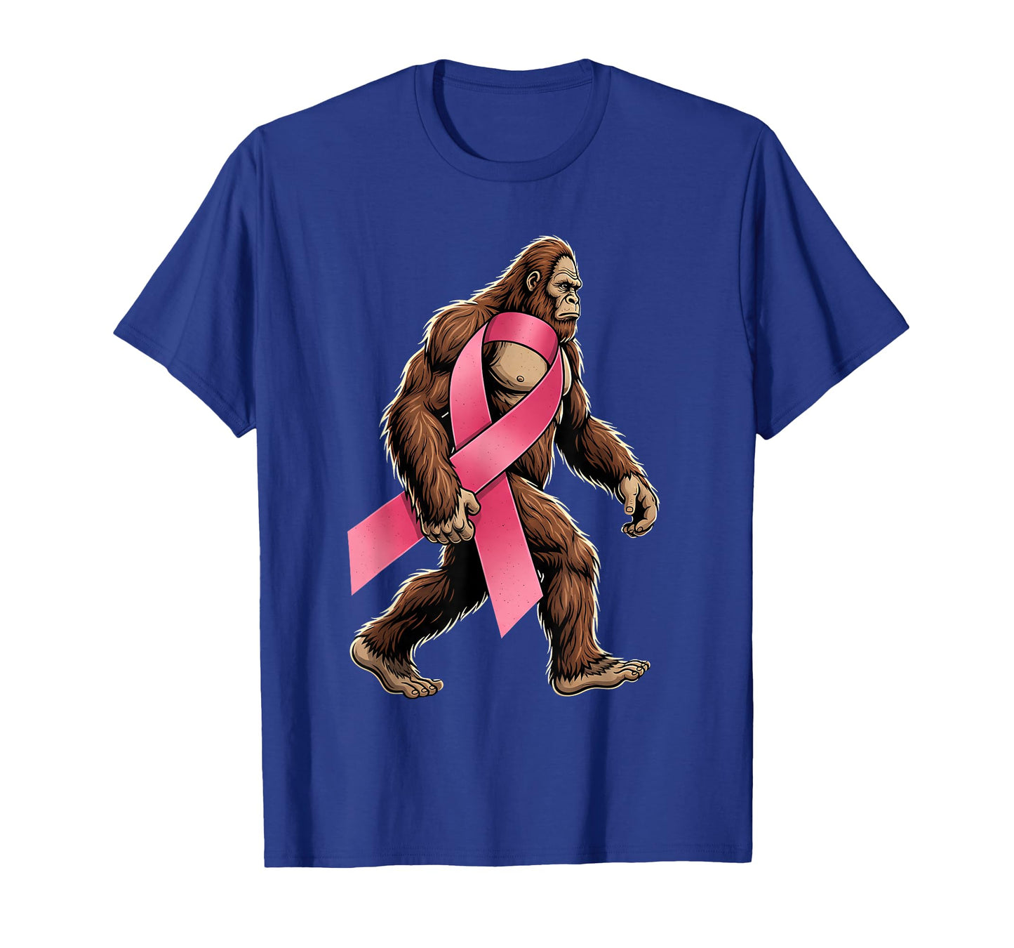 Bigfoot Sasquatch Breast Cancer Pink Ribbon Support Men Boy T-Shirt