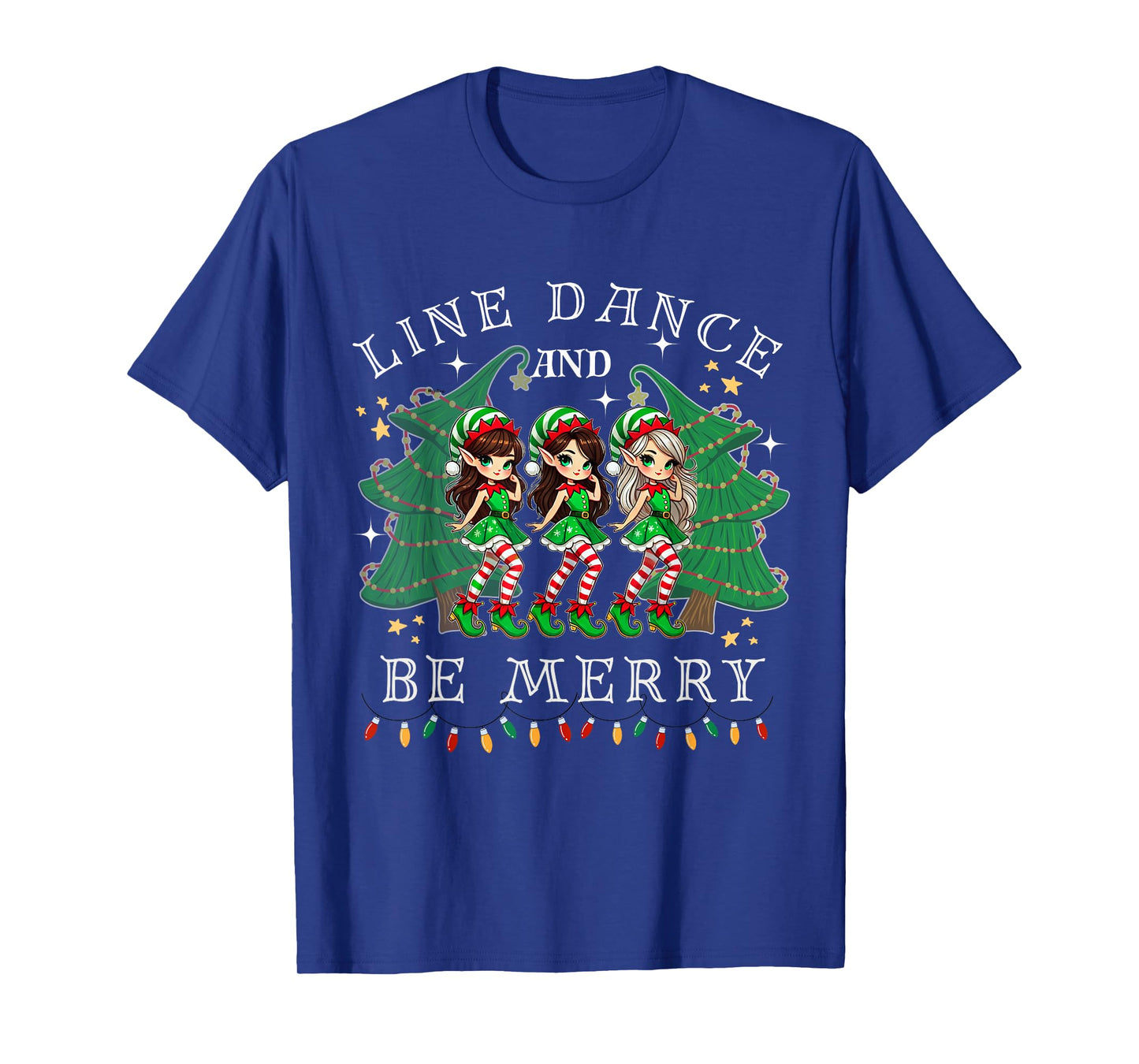 Line Dance and Be Merry Christmas Elf Dancing Holiday Season T-Shirt
