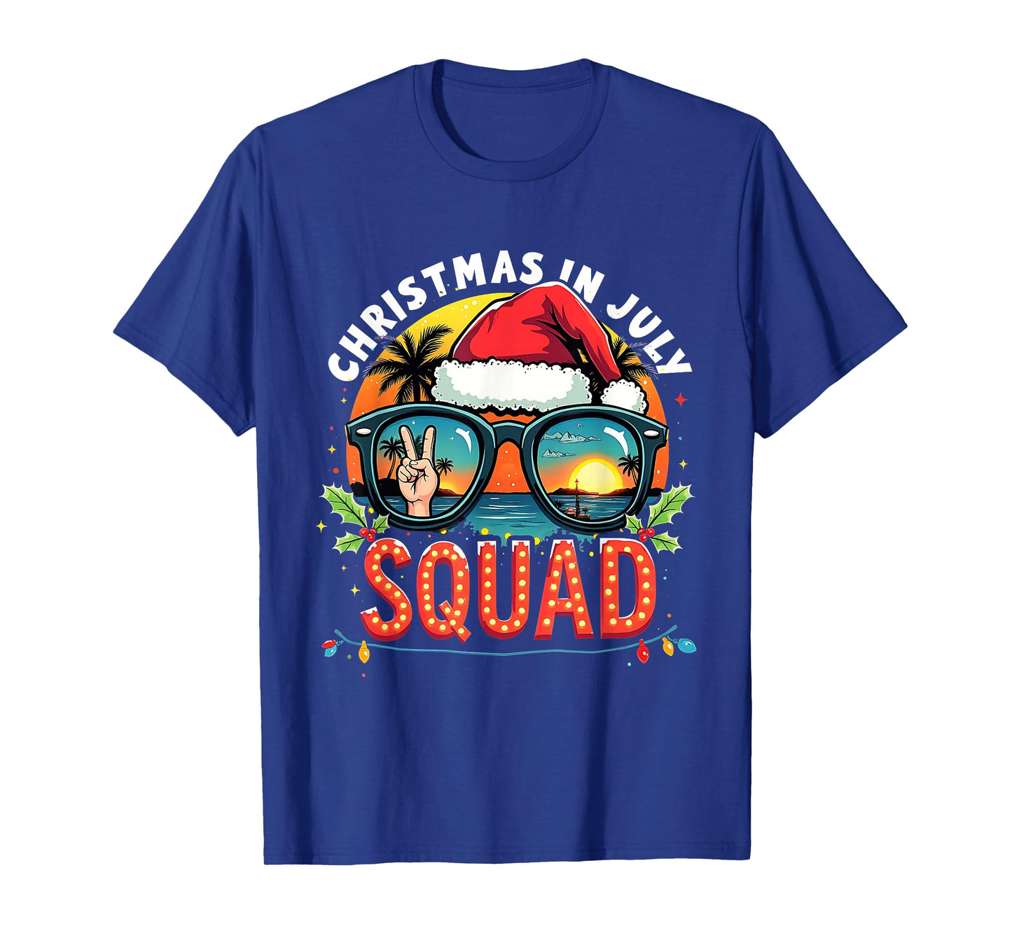Funny Santa Summer Reindeers Christmas In July Squad T-Shirt