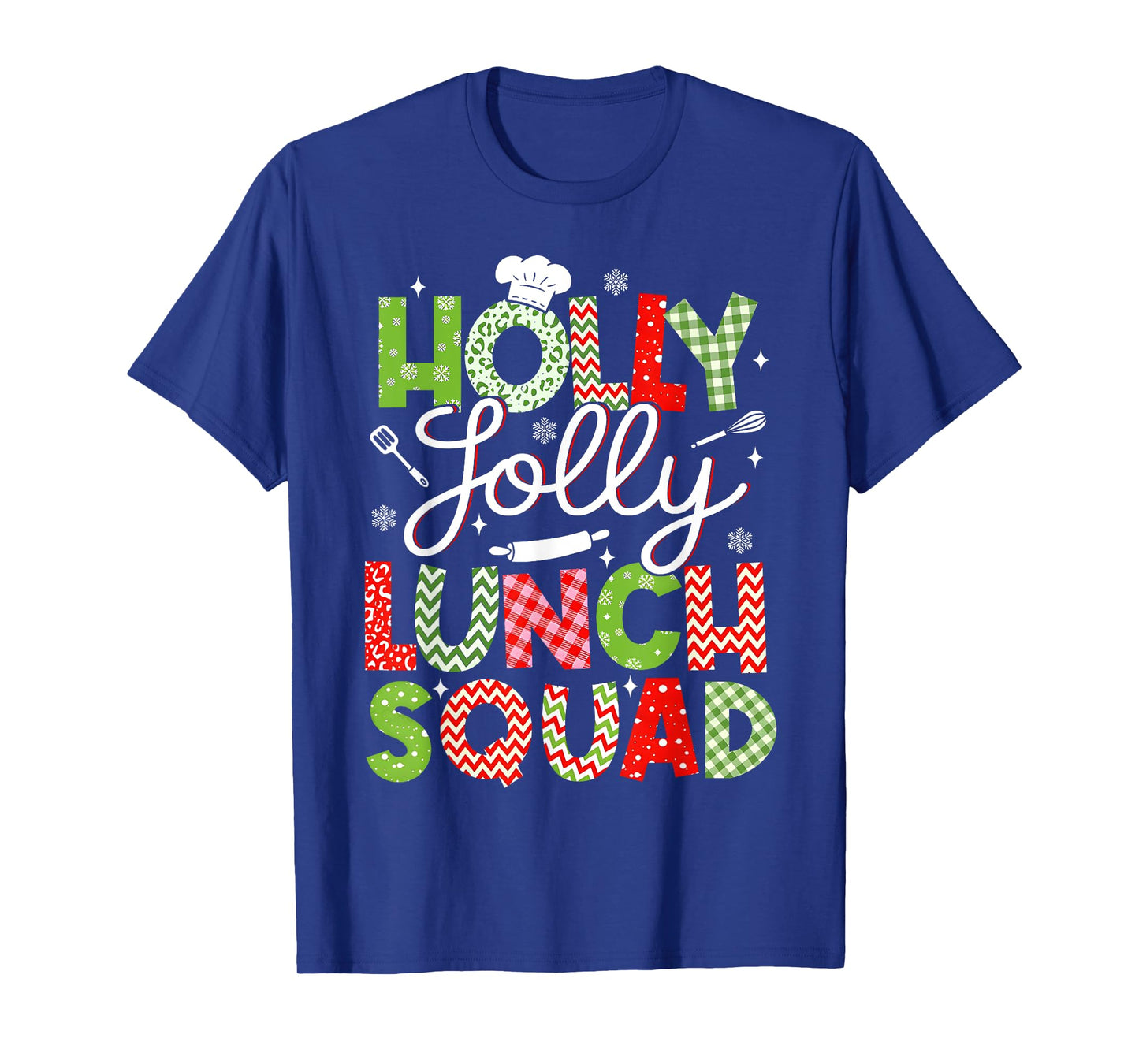 Holly Retro Jolly Lunch Squad Cafeteria Lunch Lady Christmas T-Shirt