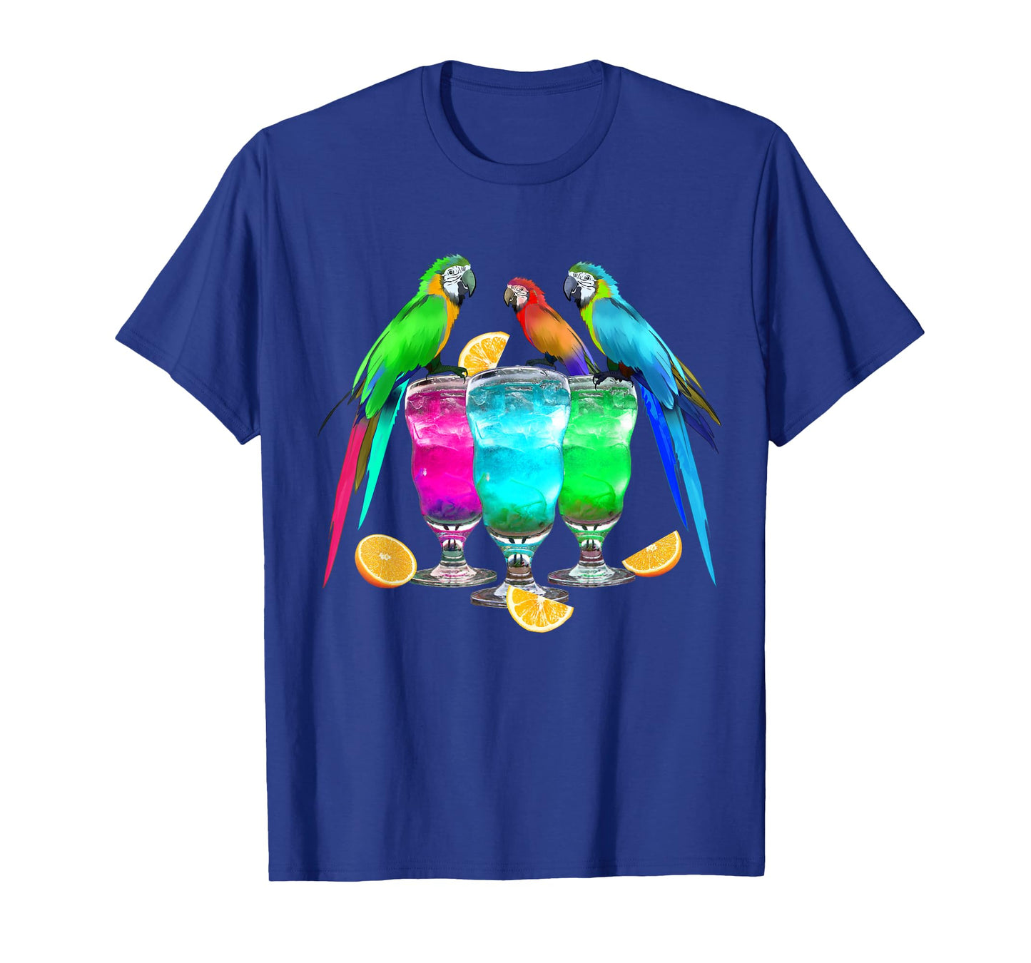 Parrots Drinking Margarita Tropical Birds Vacation Hawaiian T-Shirt