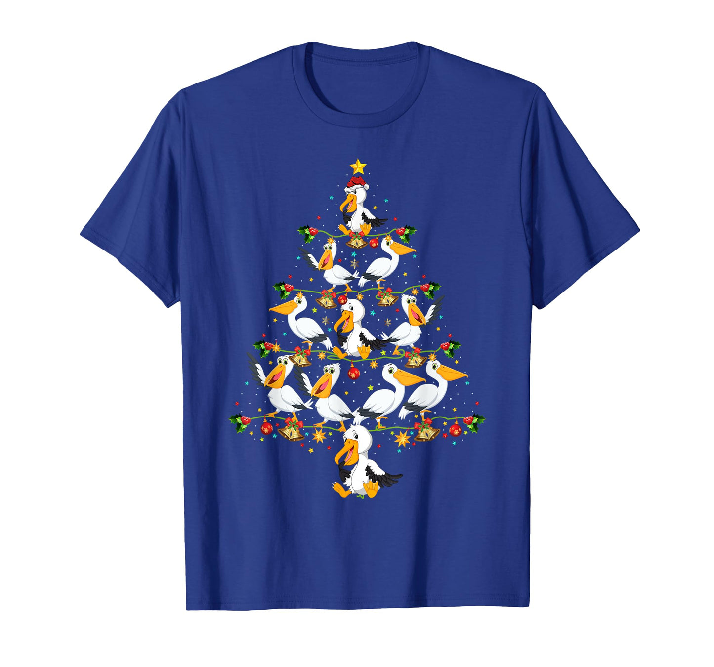 Funny Pelican Birds Lover Xmas Gift Pelican Christmas Tree T-Shirt