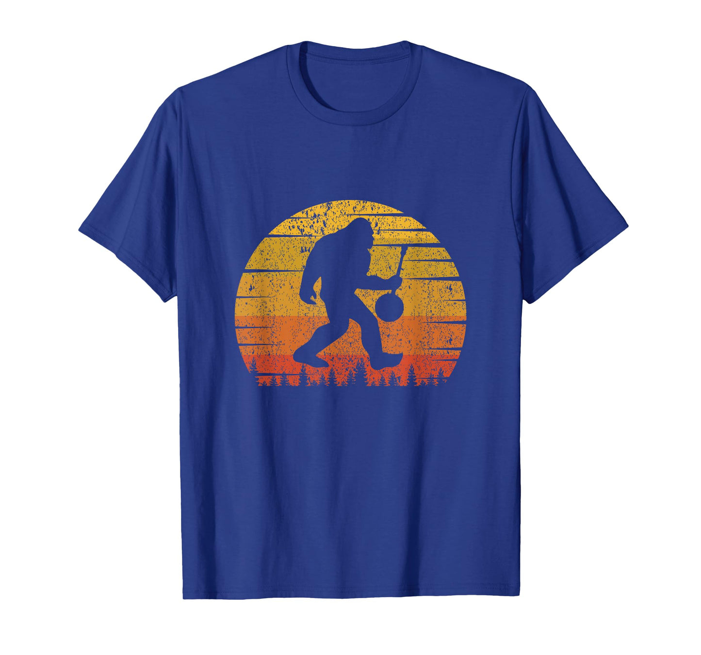 Vintage Retro Sunset Funny Bigfoot Banjo Player T-Shirt