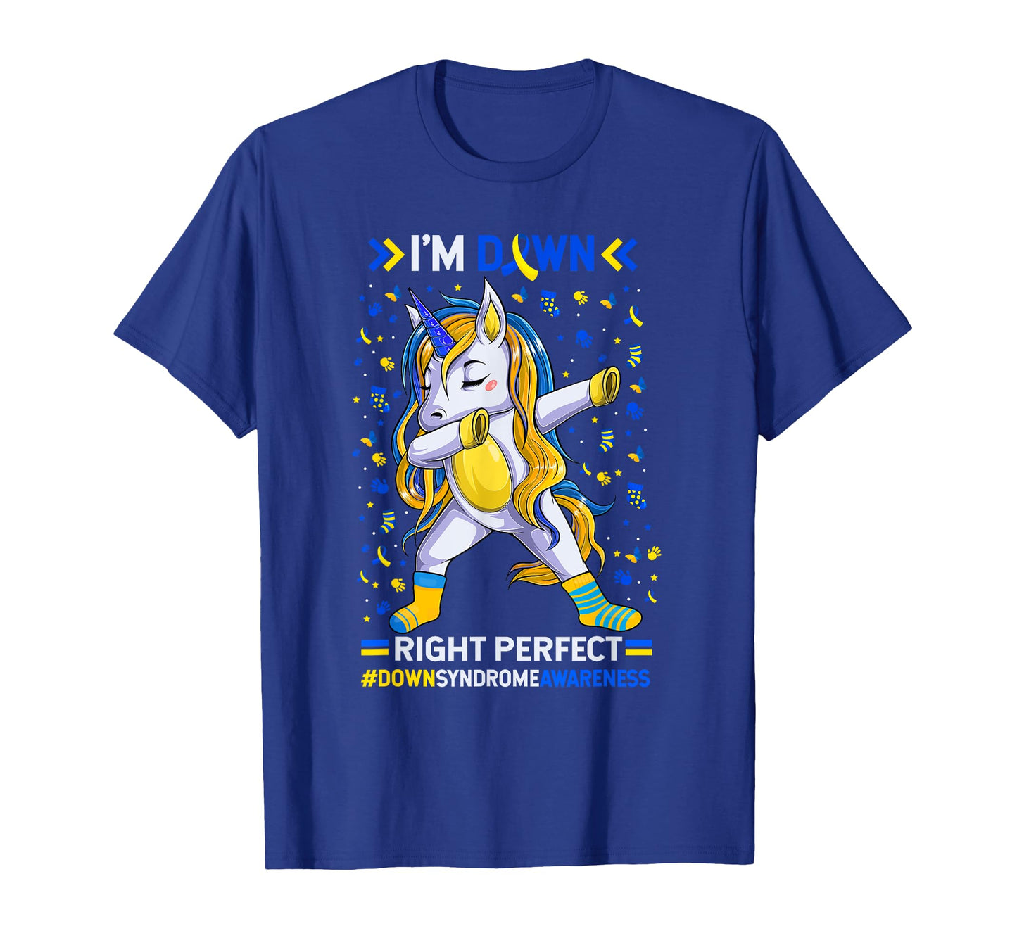 Down syndrome awareness Down Right Perfect Dabbing Unicorn T-Shirt