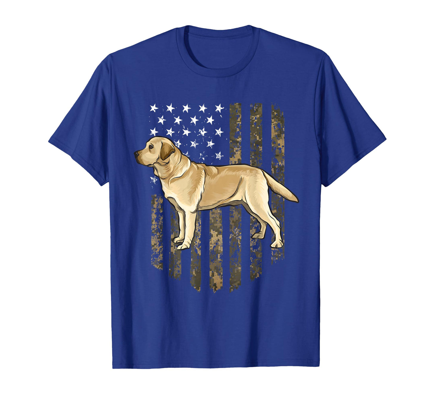 Camo American Flag Yellow Labrador Retriever 4th Of July USA T-Shirt