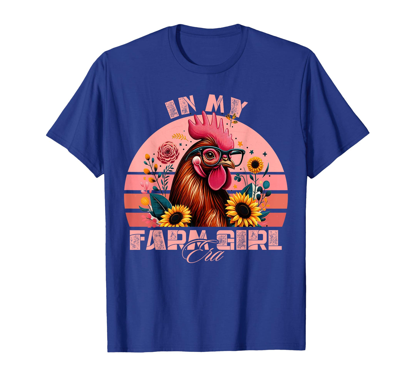 In My Farm Girl Era Cute Retro Chicken and Flowers Farm Life T-Shirt