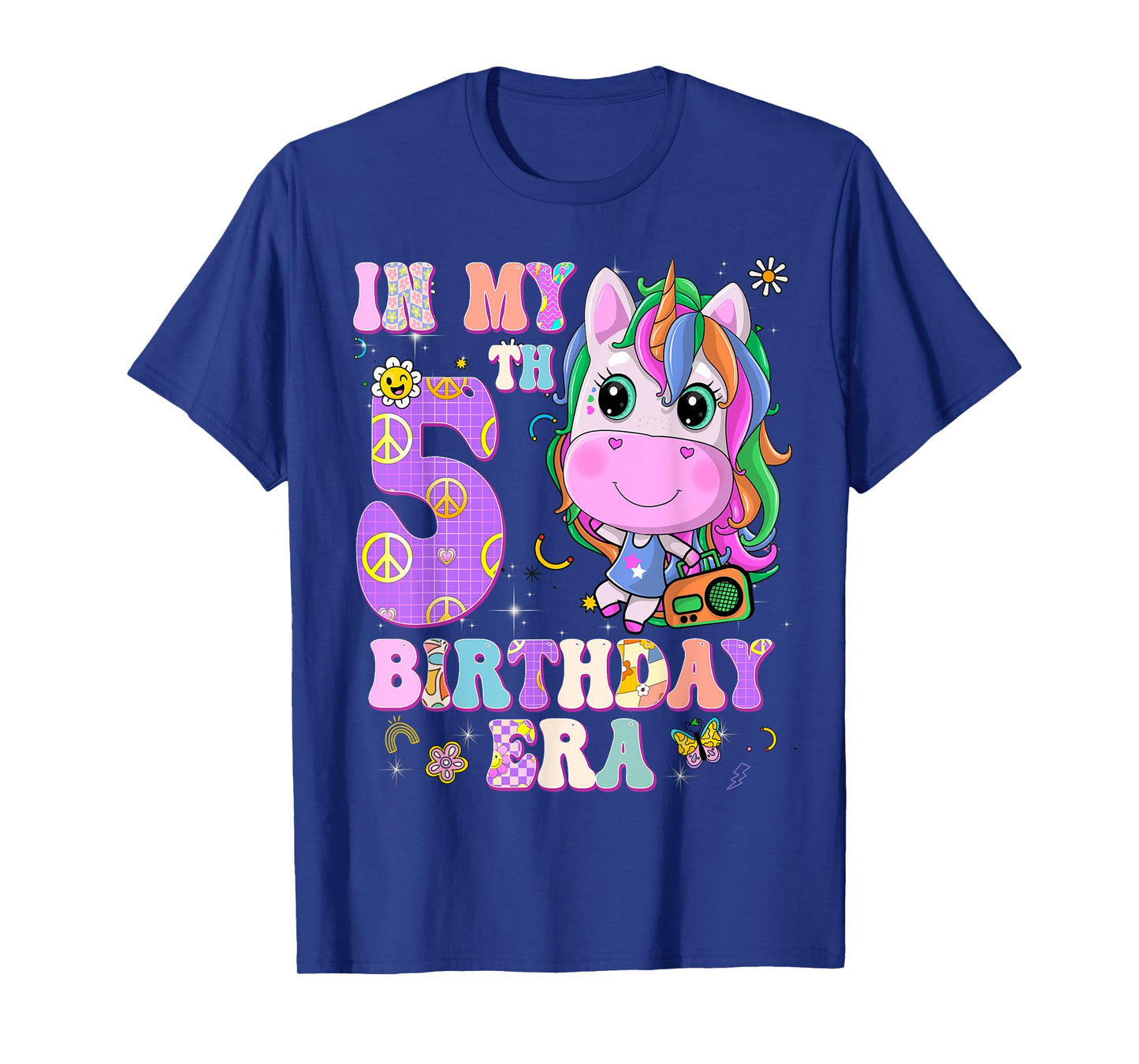 Kids In My 5th Birthday Era Girl Unicorn Gifts 5 Year Old T-Shirt