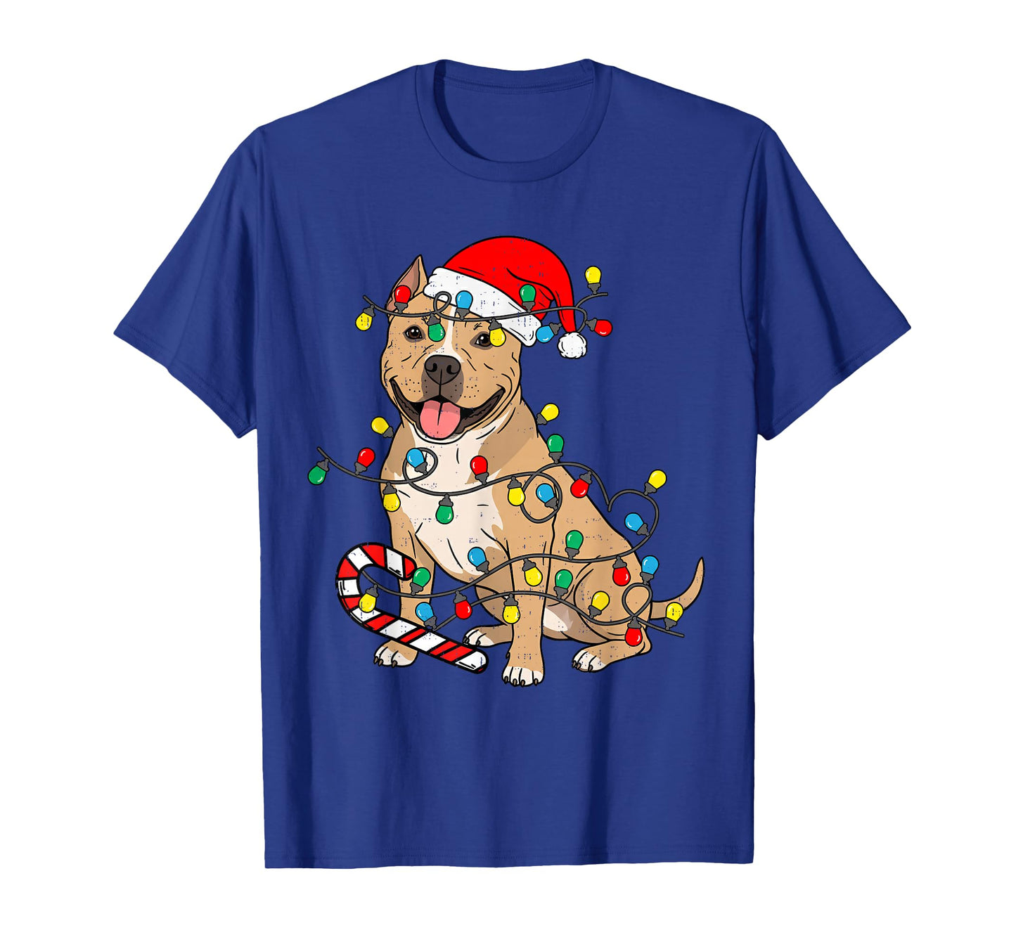Pitbull Dog Christmas Lights Santa Xmas Pet Dog Lover T-Shirt