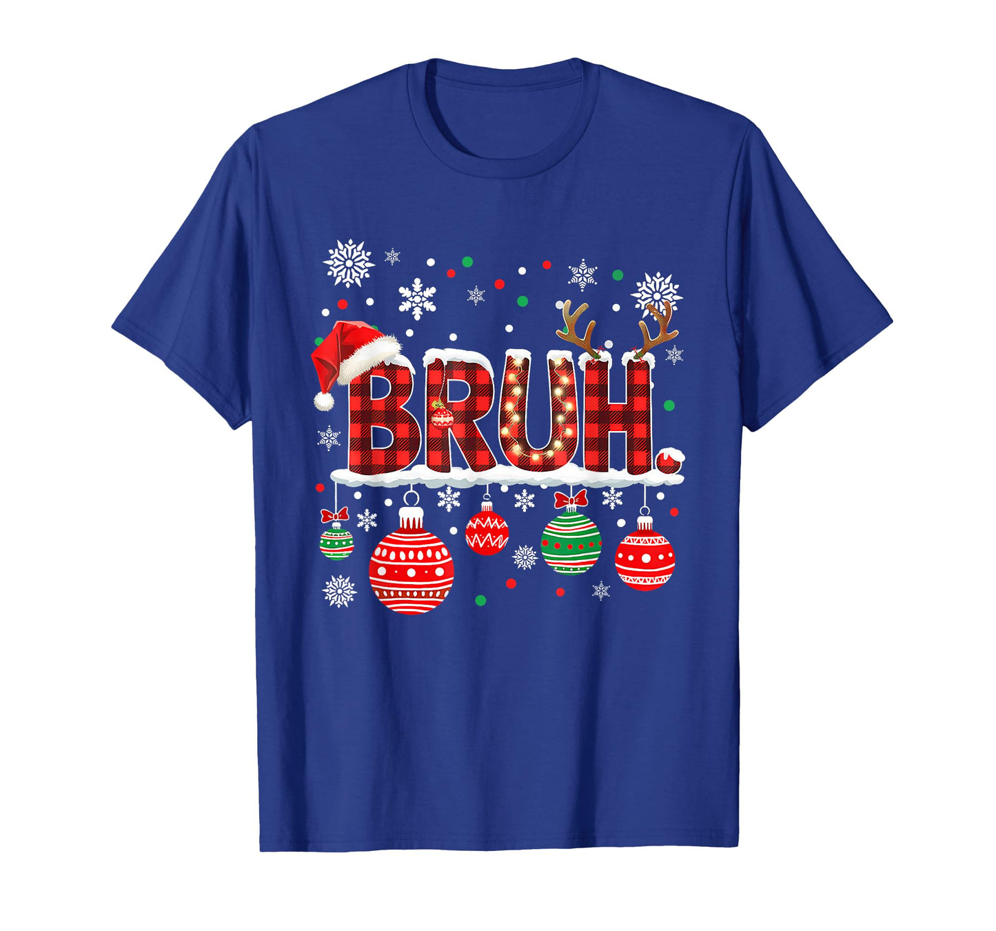 Bruh Funny Christmas Plaid Teens Boys Kids Xmas Pajamas T-Shirt