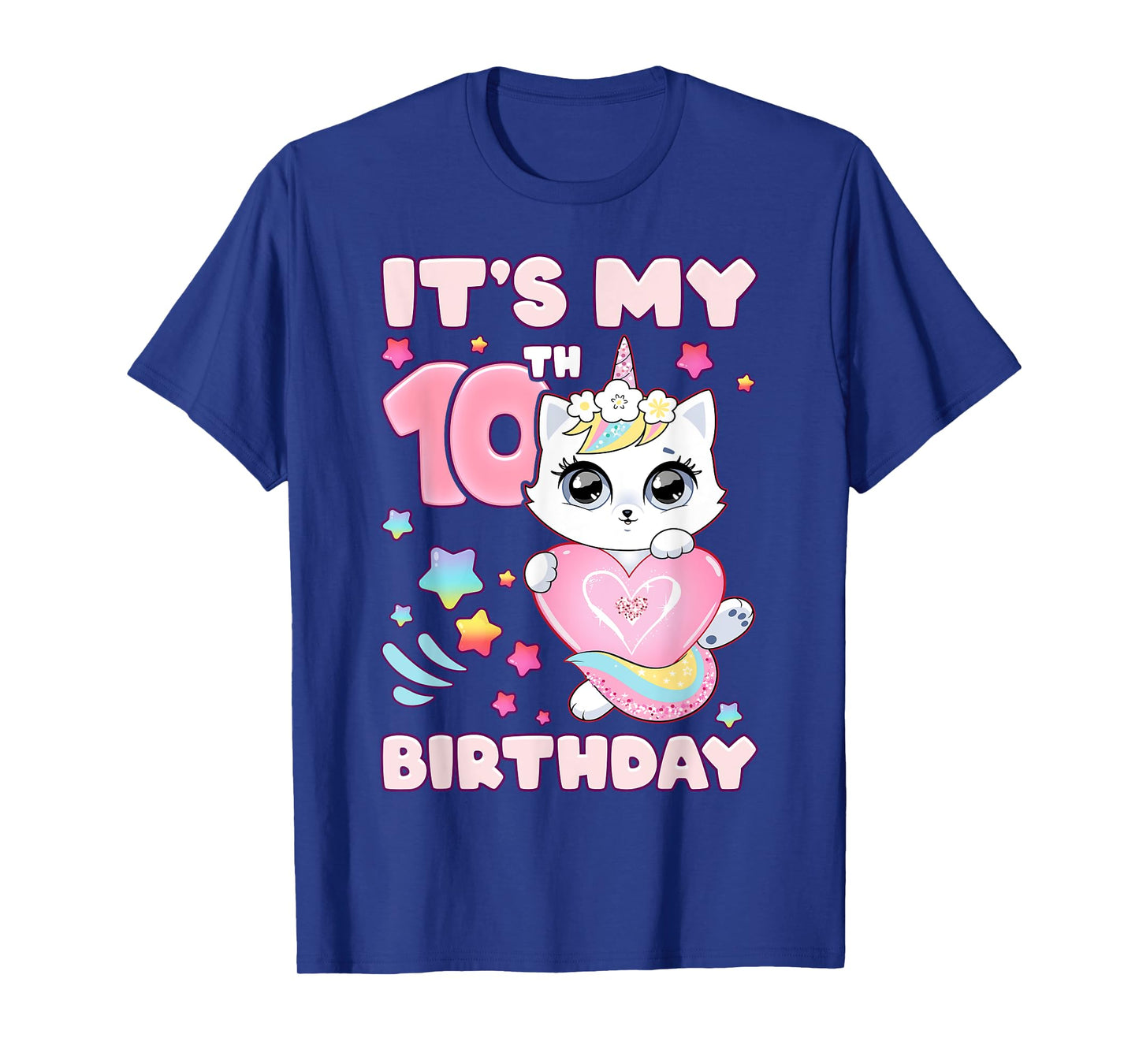 Birthday girl 10 years old, cat, unicorn, 10th birthday T-Shirt